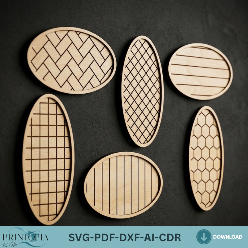 Geometric Wood Wall Art SVG Bundle Pattern Frames Herringbone Honeycomb Grid Wall Decor Templates