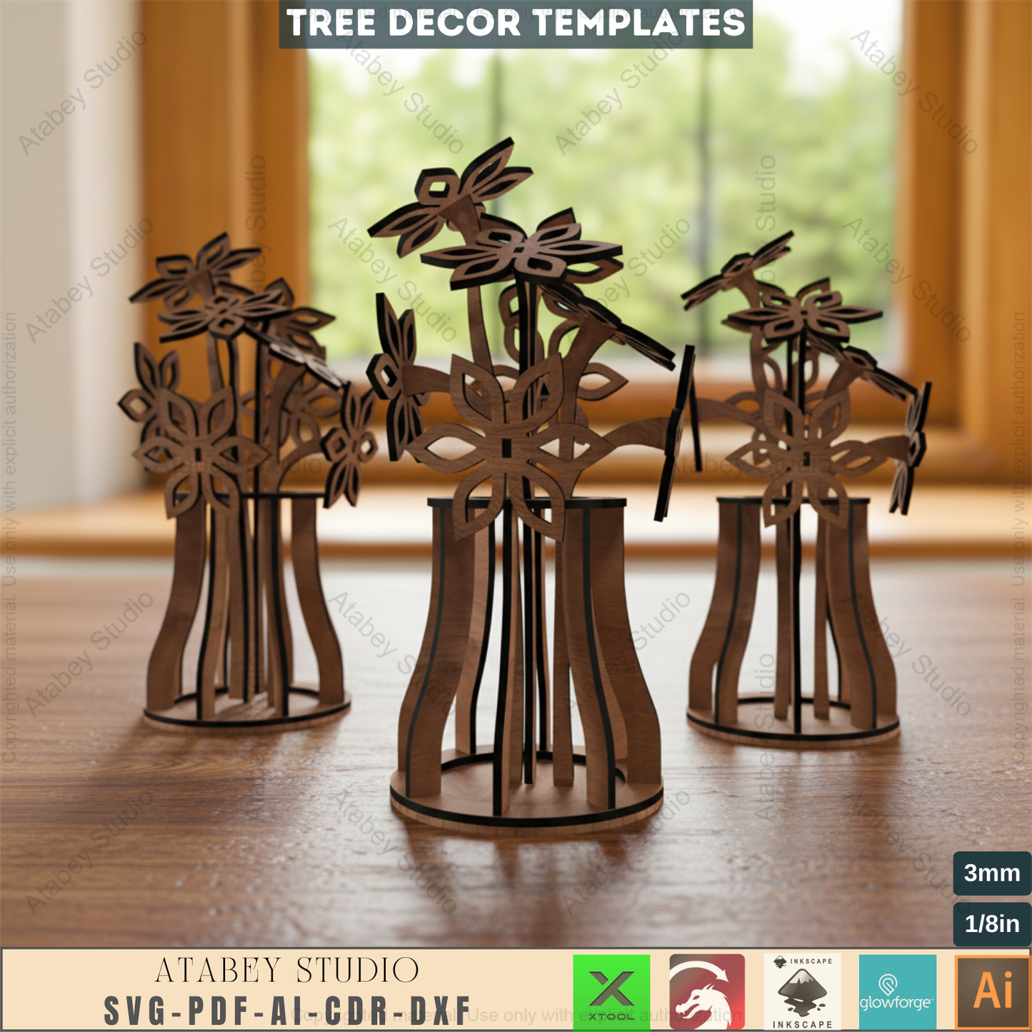 DIY 3D Wooden Flower Vase - Laser Cut Floral Design - Bouquet Model Unique Home Decor 793