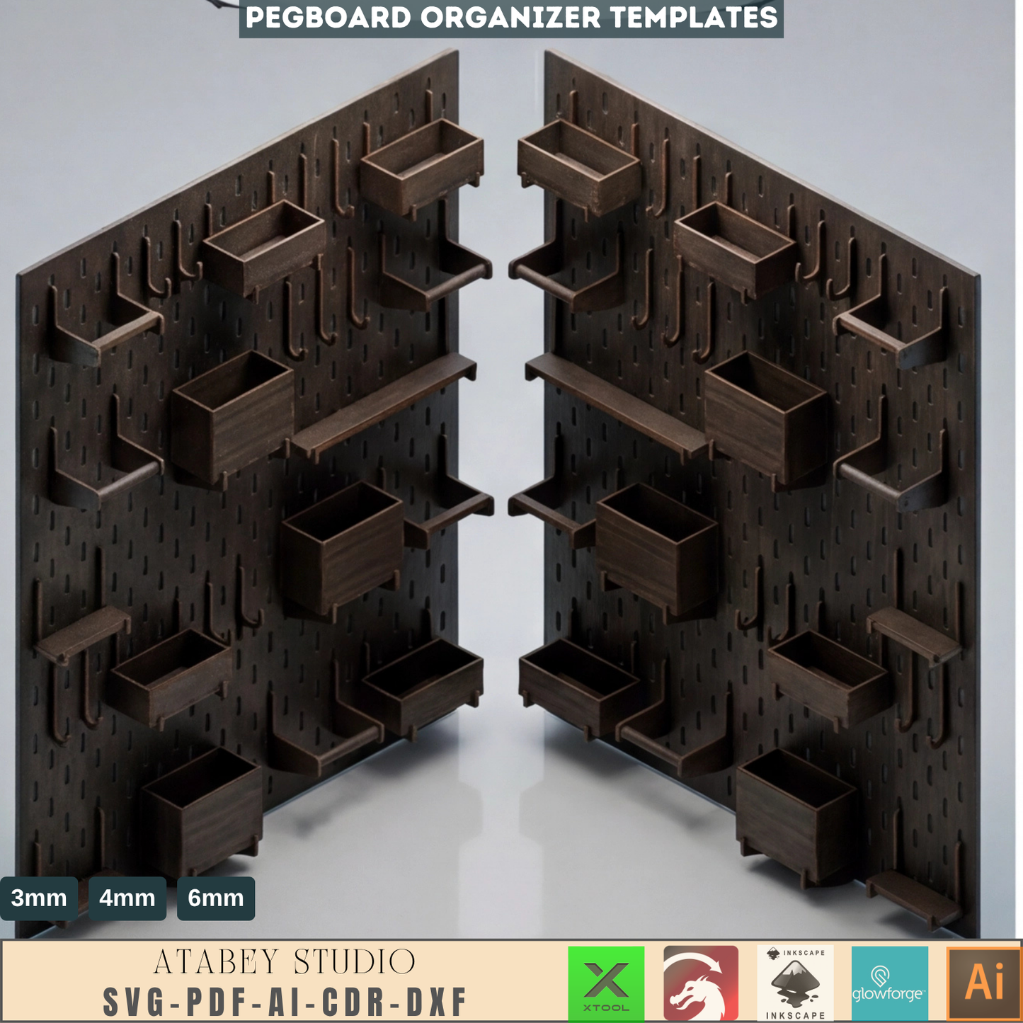 Pegboard SVG / Wooden Pegboard Accessories / Wall Pegboard