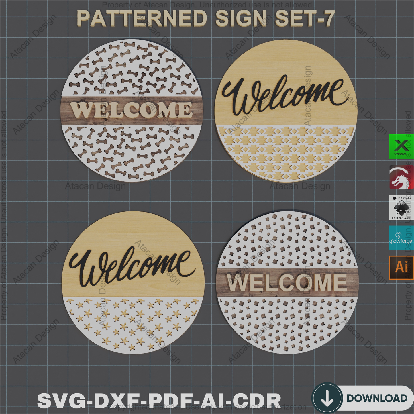 Whimsical Welcome: 32 Laser-Ready Door Sign Designs - Floral & Geometric Charm 846