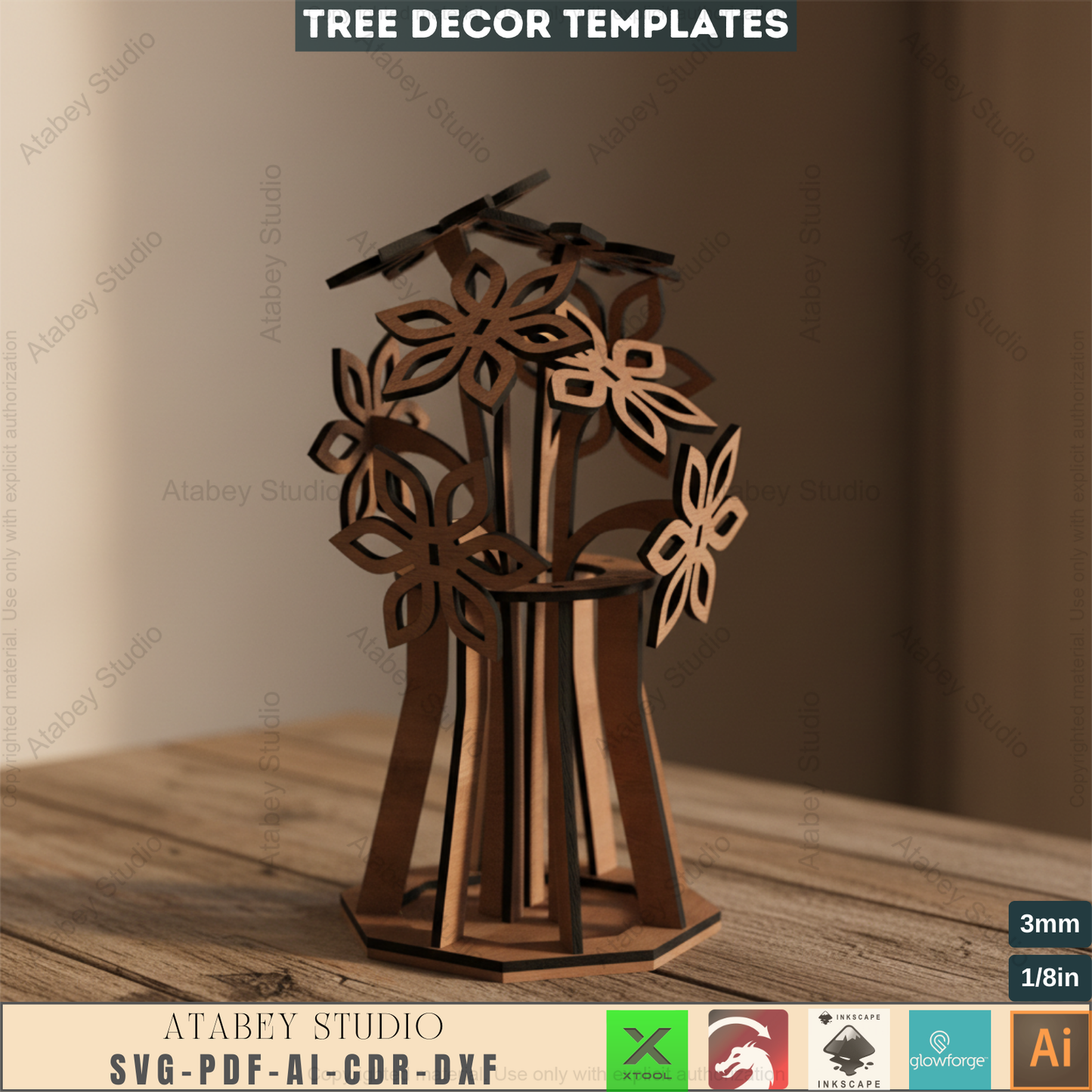 DIY 3D Wooden Flower Vase - Laser Cut Floral Design - Bouquet Model Unique Home Decor 793