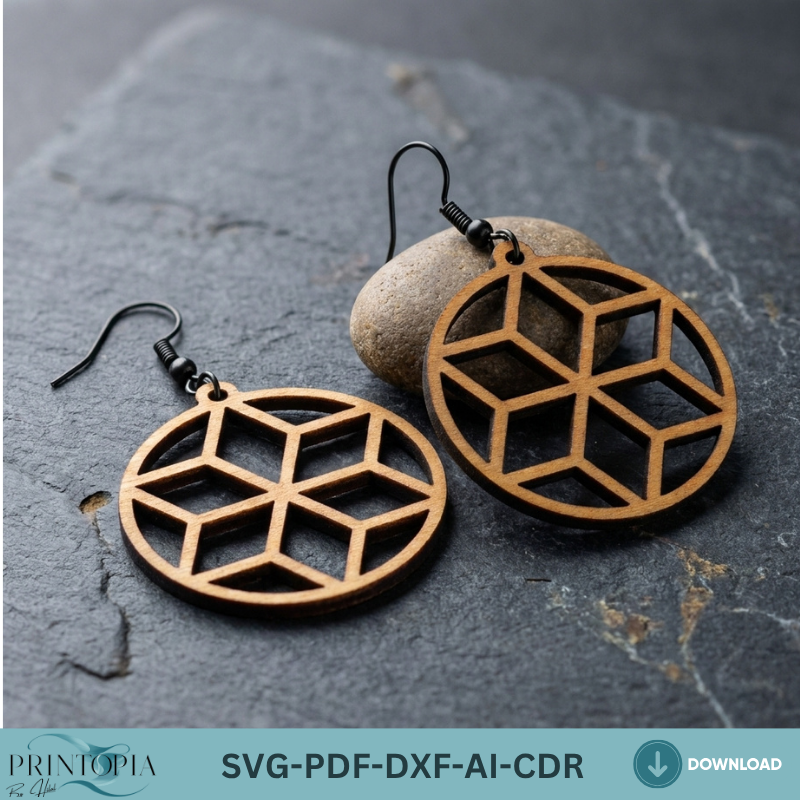 Geometric Wooden Earring Laser Cut Patterns Boho Mandala Jewelry Cutting Templates