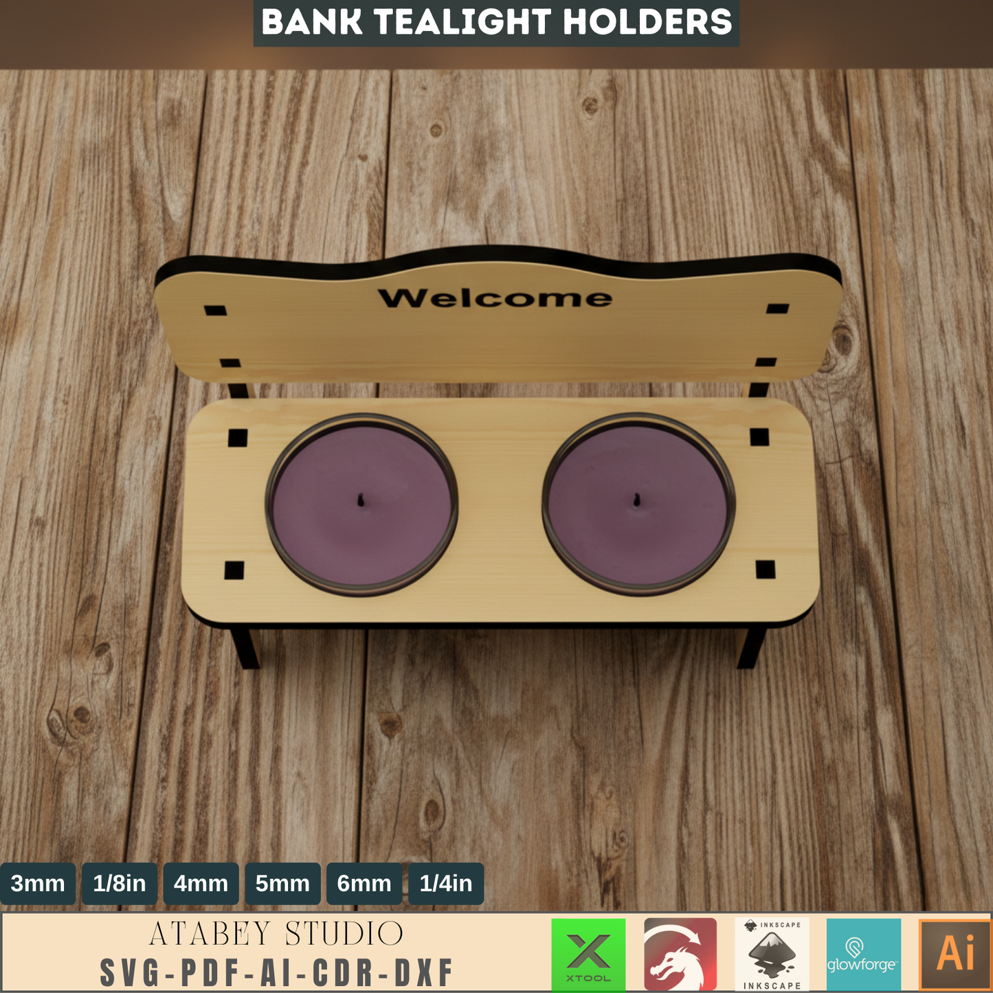 Laser Cut Bank Tealight Holder SVG, Wooden Bench Candle Lantern Files, Rustic Home Decor Gift, Digital Download for Crafting 688