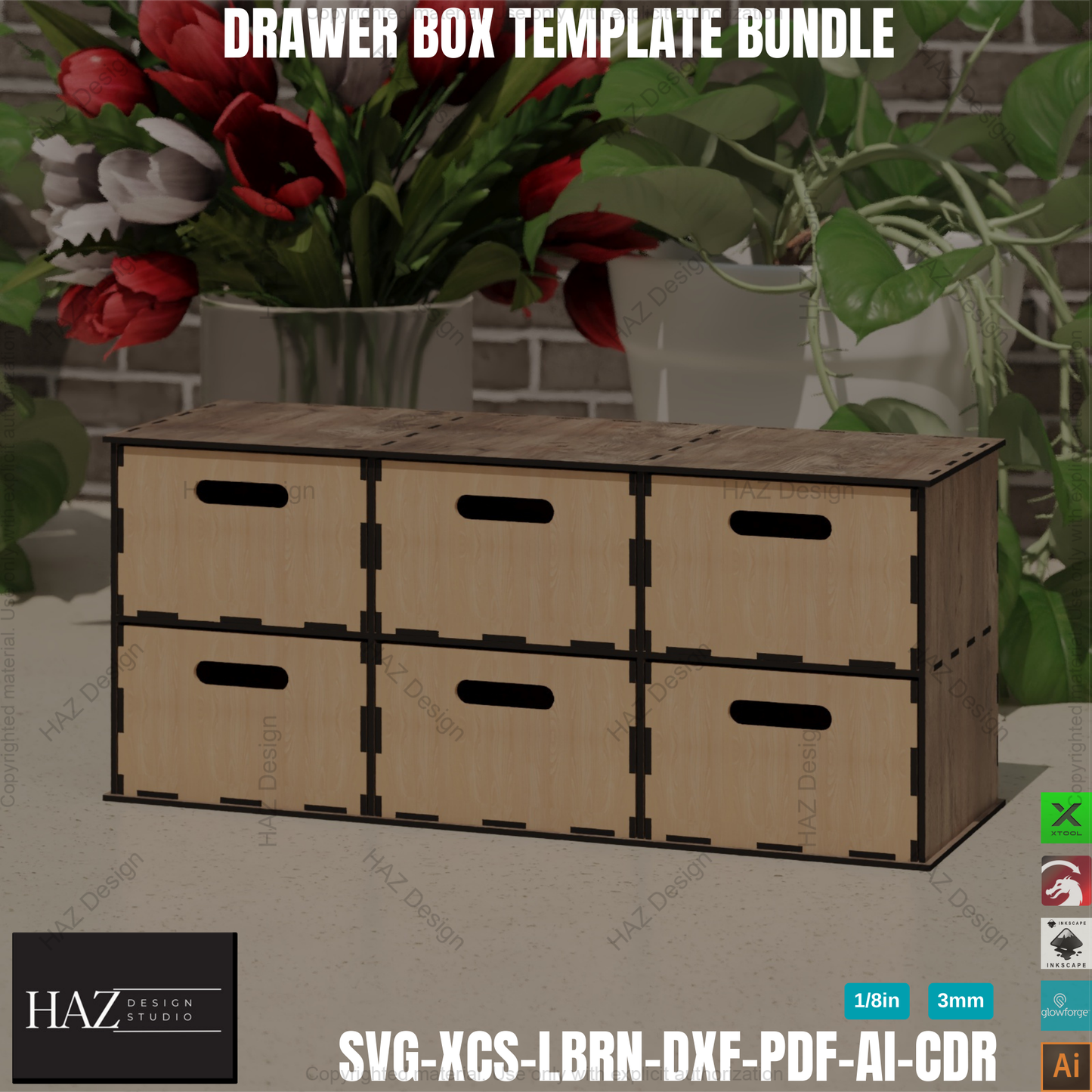 Laser Cut Drawer Organizer: Stackable Storage Box Templates!,DIY Laser Cut Storage Box: Create Custom Drawer Organizers! 403