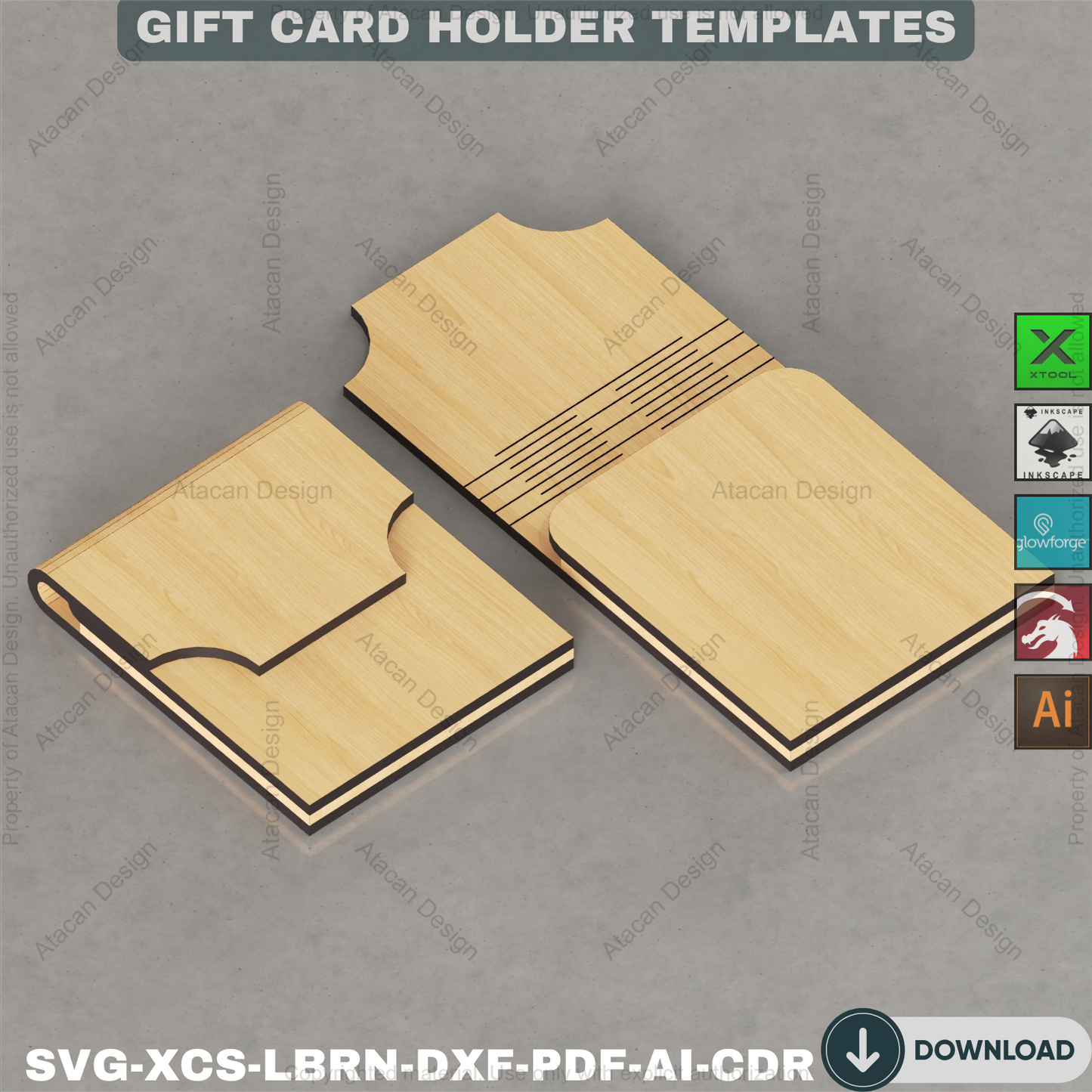 Wooden Gift Card Envelope Templates for Laser Cut DIY Projects Personalized Holidays and Special Occasions