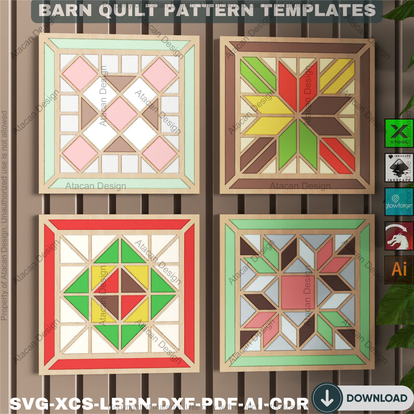 Festive Christmas Quilt Blocks SVG Bundle • Rustic Farmhouse Laser Cut Decor • Holiday Wall Art Coaster Templates • DIY Noel Craft Project 893