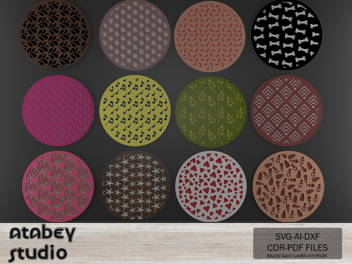 Personalized Monogram Split Letters - Custom Round Frame Name Signs with Intricate Patterns 719