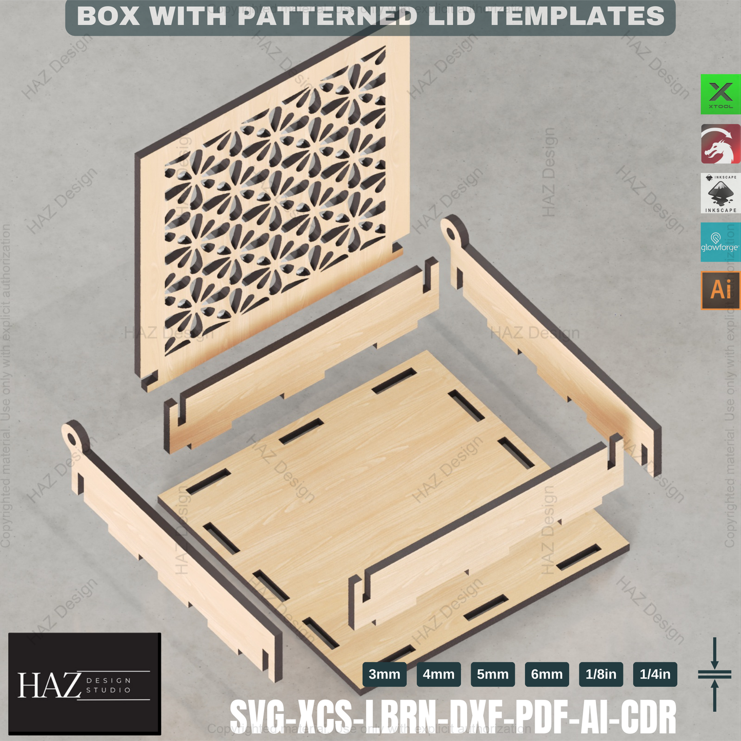 Laser Cut Gift Box: 20 Unique Lid Patterns, Jewelry Box 412