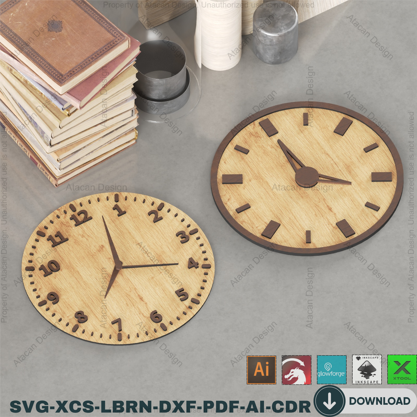 Ultimate Clock Vector Pack, Laser Cutting Designs, DIY Wall Art Files, CNC Pattern for Glowforge & Xtool 899