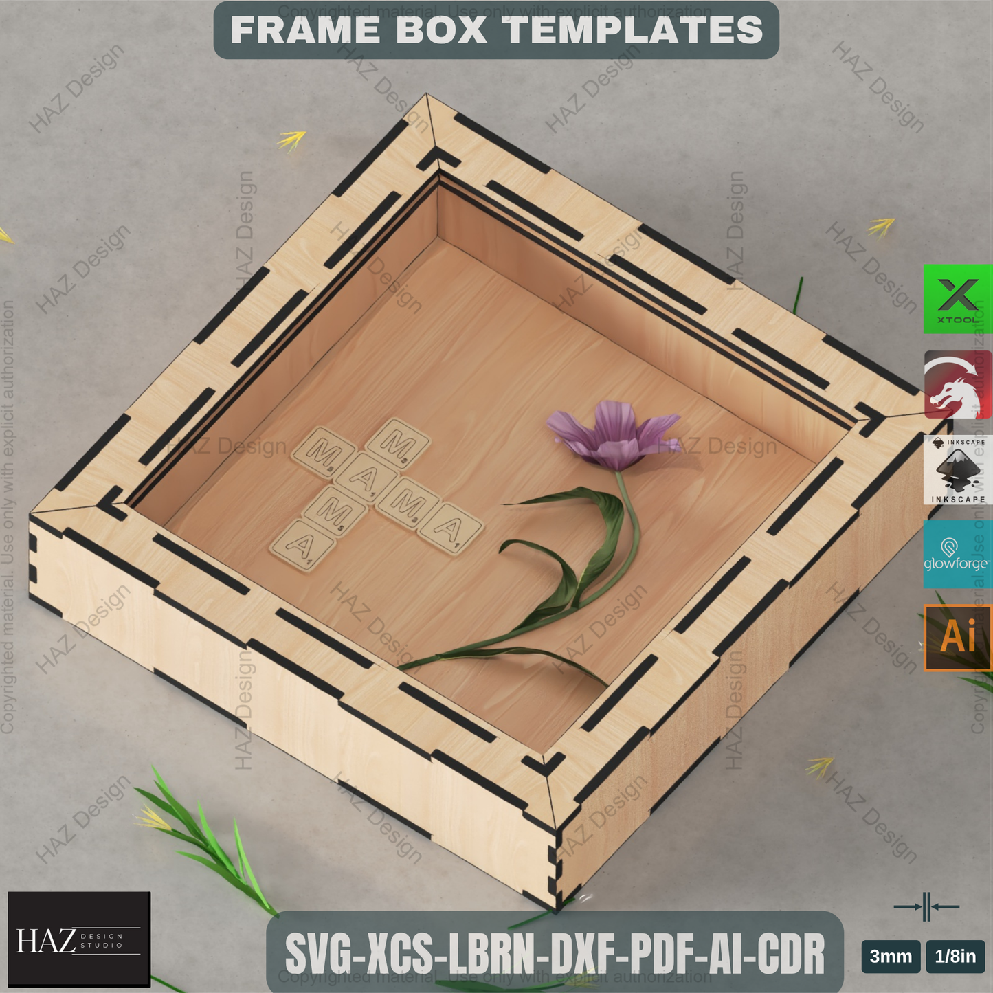 Customizable Laser Cut Shadow Box Templates Set - 6 Sizes for Memory Displays, Flower Preservation & Keepsake Frames 458