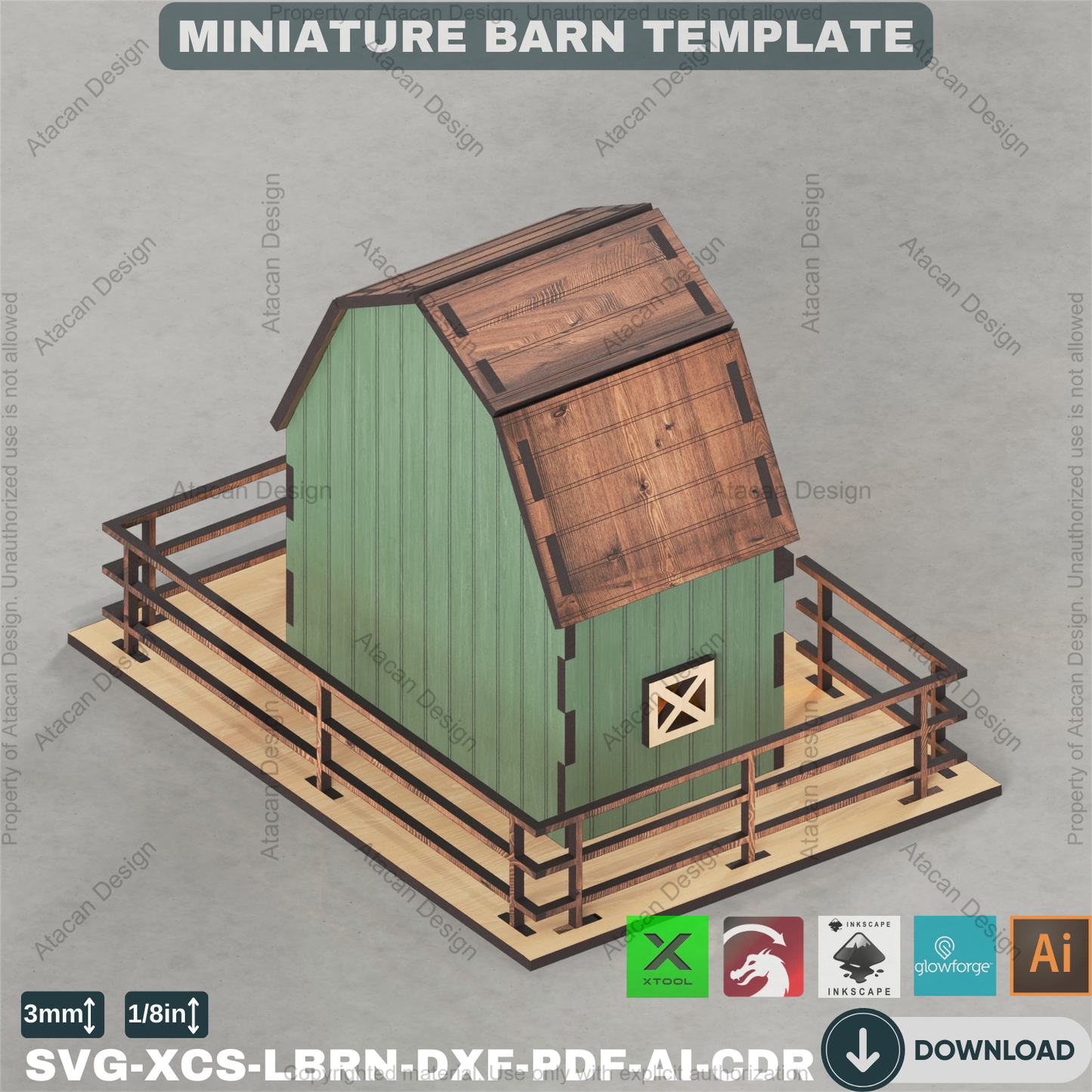 Laser Cut Farm Barn Template | Build Your Mini Village Scene | Model Building Plan 882