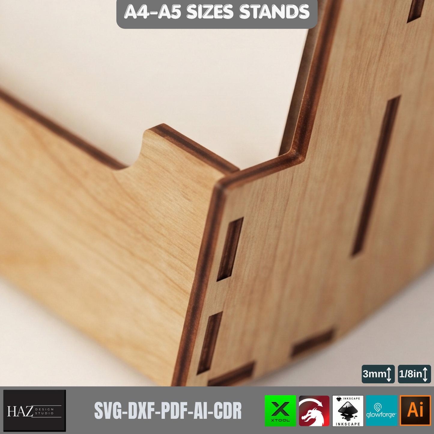 A4 A5 Plywood Display Stand Laser Cut Template Digital Download