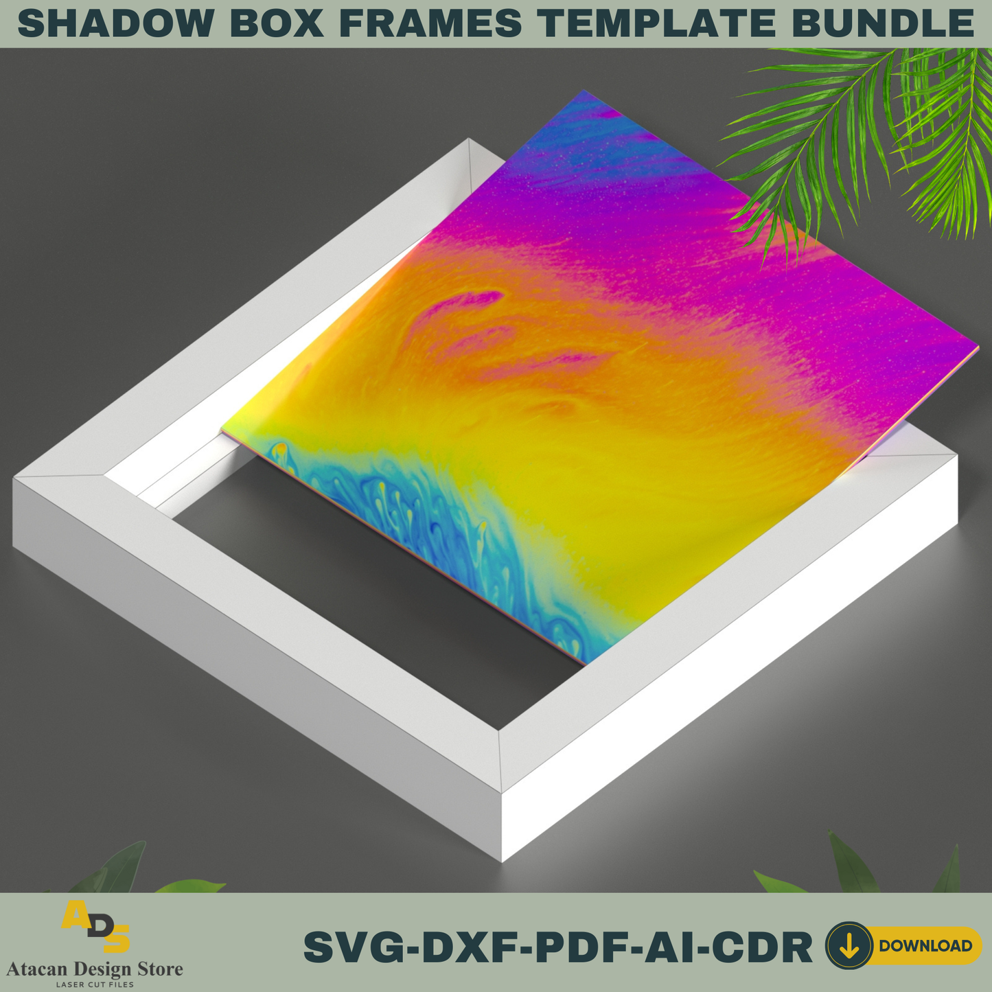 Shadow Box Frames Bundle - 5 Sizes for 3D Layered Paper Art, Cricut, Silhouette, Laser Cutting Files 764
