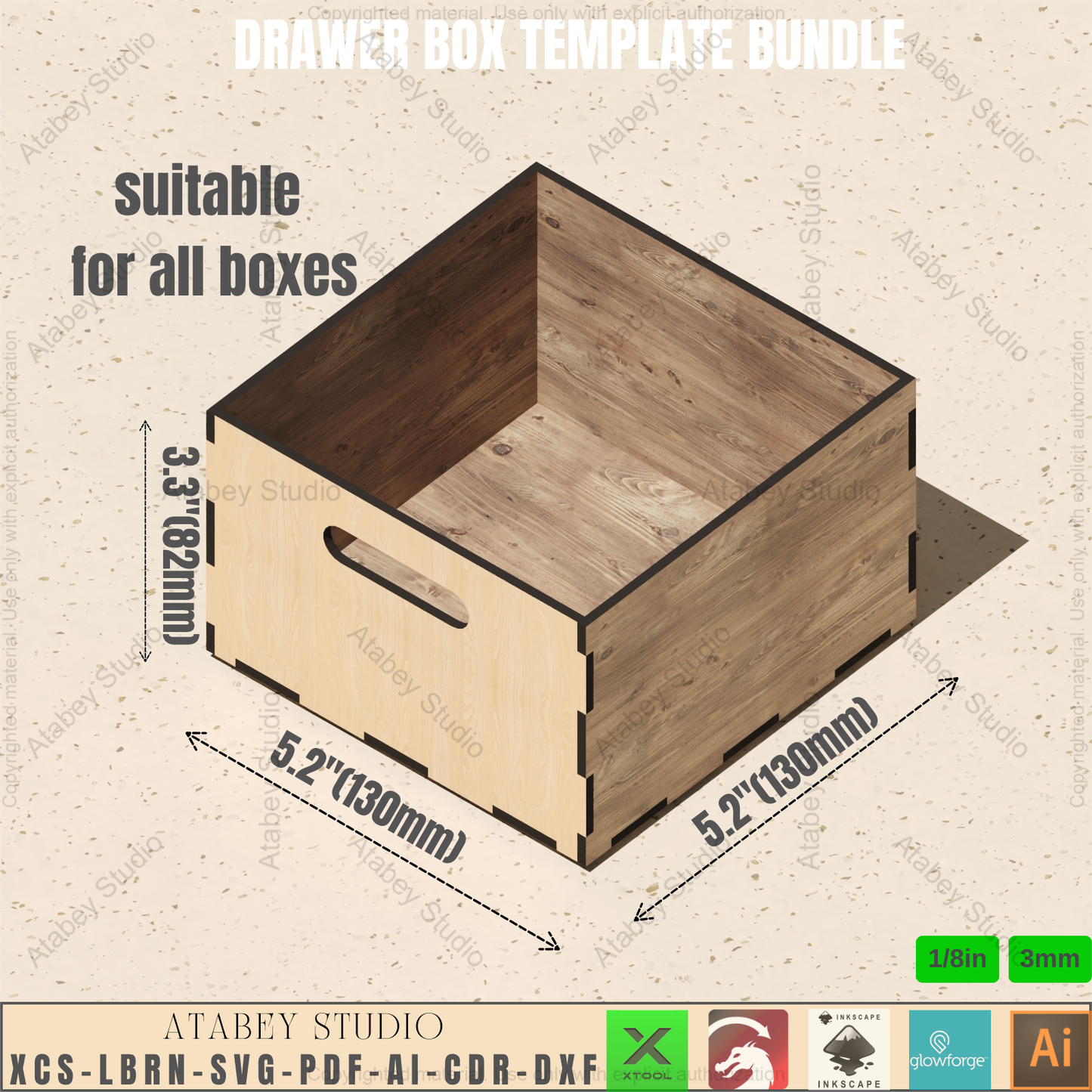 Laser Cut Drawer Box Template - Storage Boxes, Desktop Organizer SVG,Chest of Drawers - Laser Cut Storage Boxes, Desktop Organizer 930