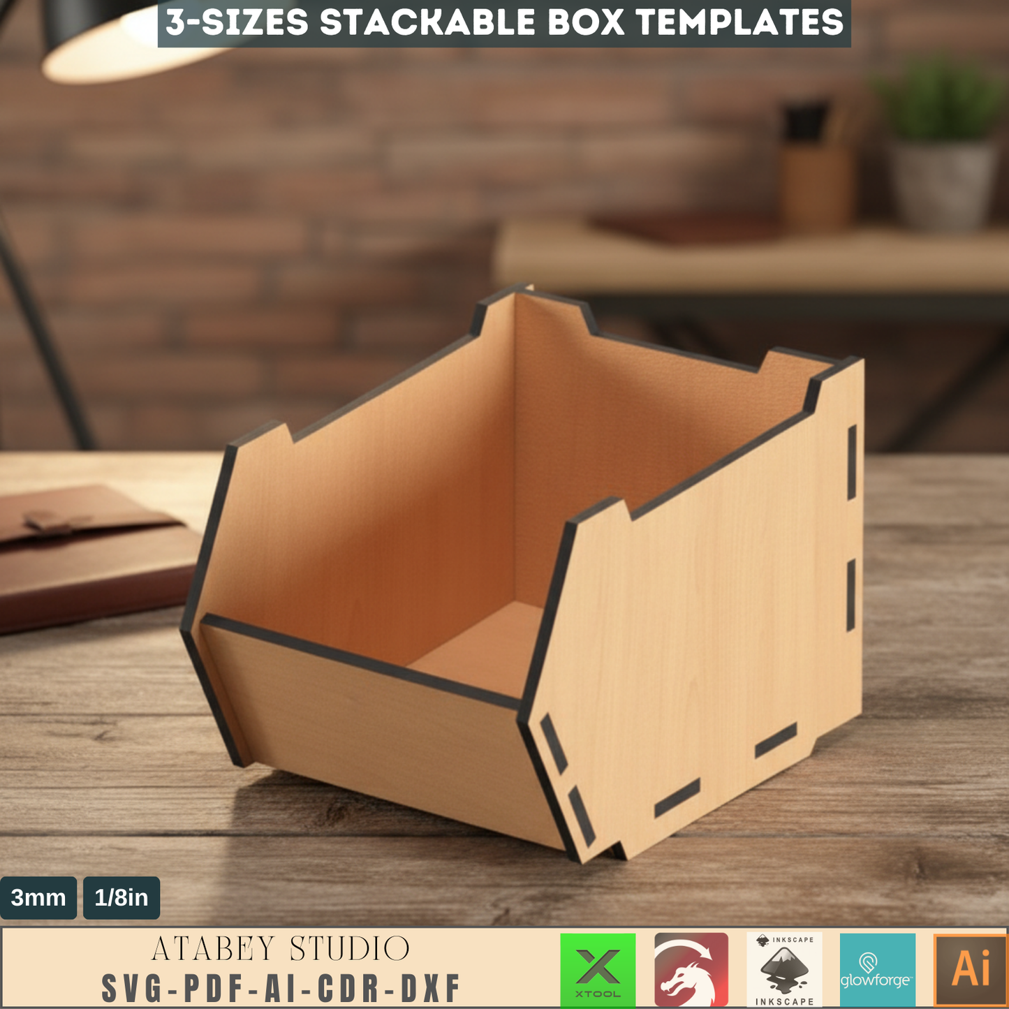 Desk Organizer Stackable Storage Box Svg - Wood Desktop Organizer Storage Bin 575