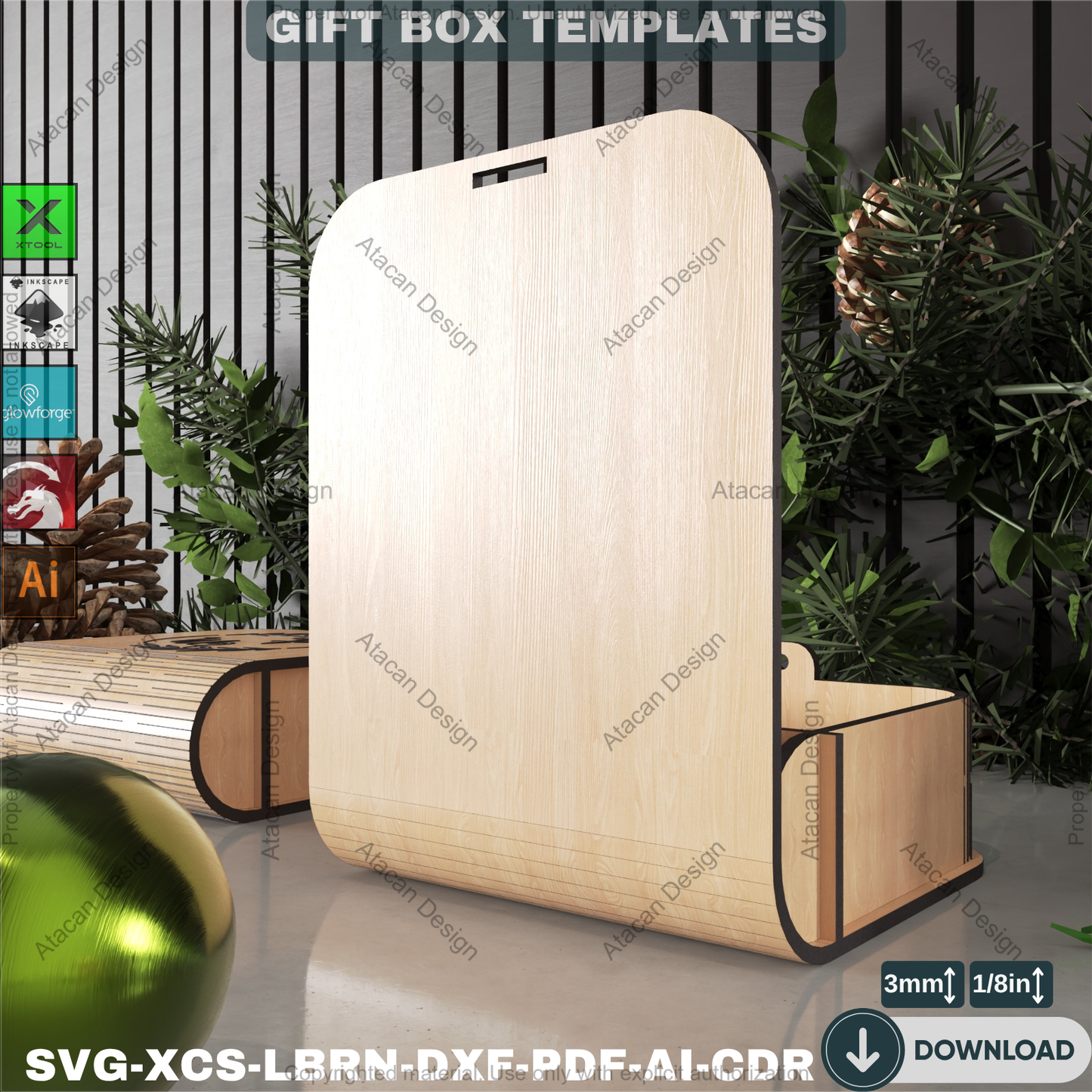 Laser Cut Trinket Box SVG, Charming Curved Lid Keepsake File for Glowforge, Engravable Wooden Ring Box Plan for xTool and Lightburn