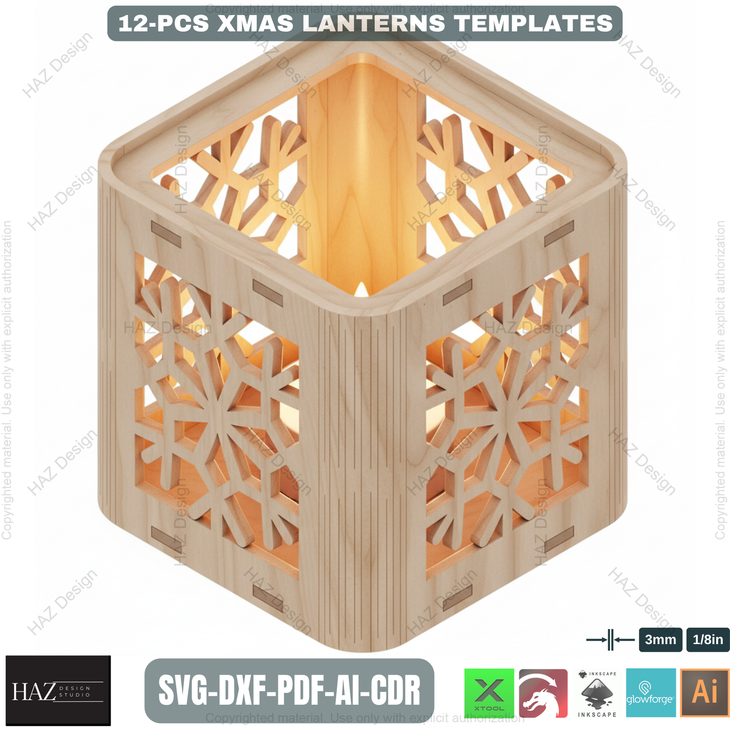 Christmas Lantern SVG Laser Cut Files | Xmas Tealight Holder Decor | DIY Wood Lamp Templates 484