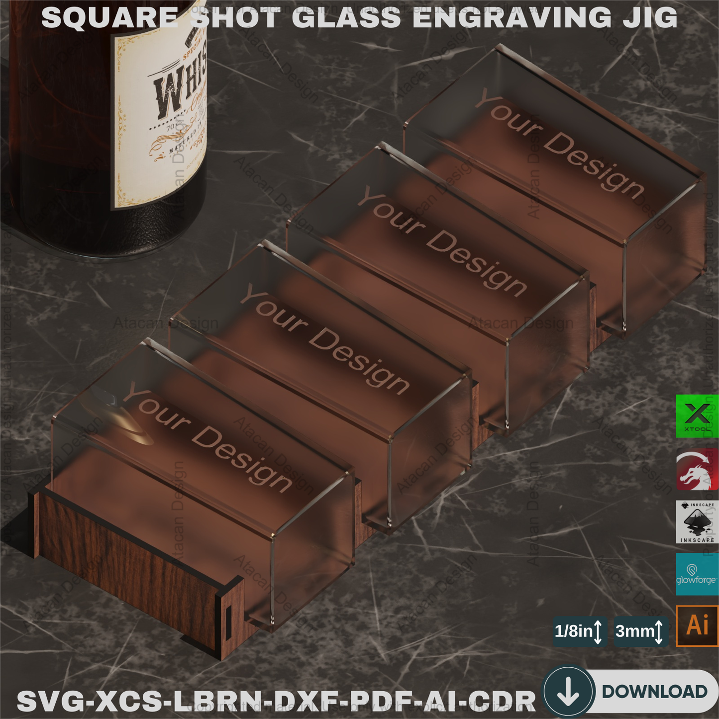 Square Shot Glass Engraving Jig | Laser Alignment Jig | Easy Positioning | Perfect for Custom Gifts 858