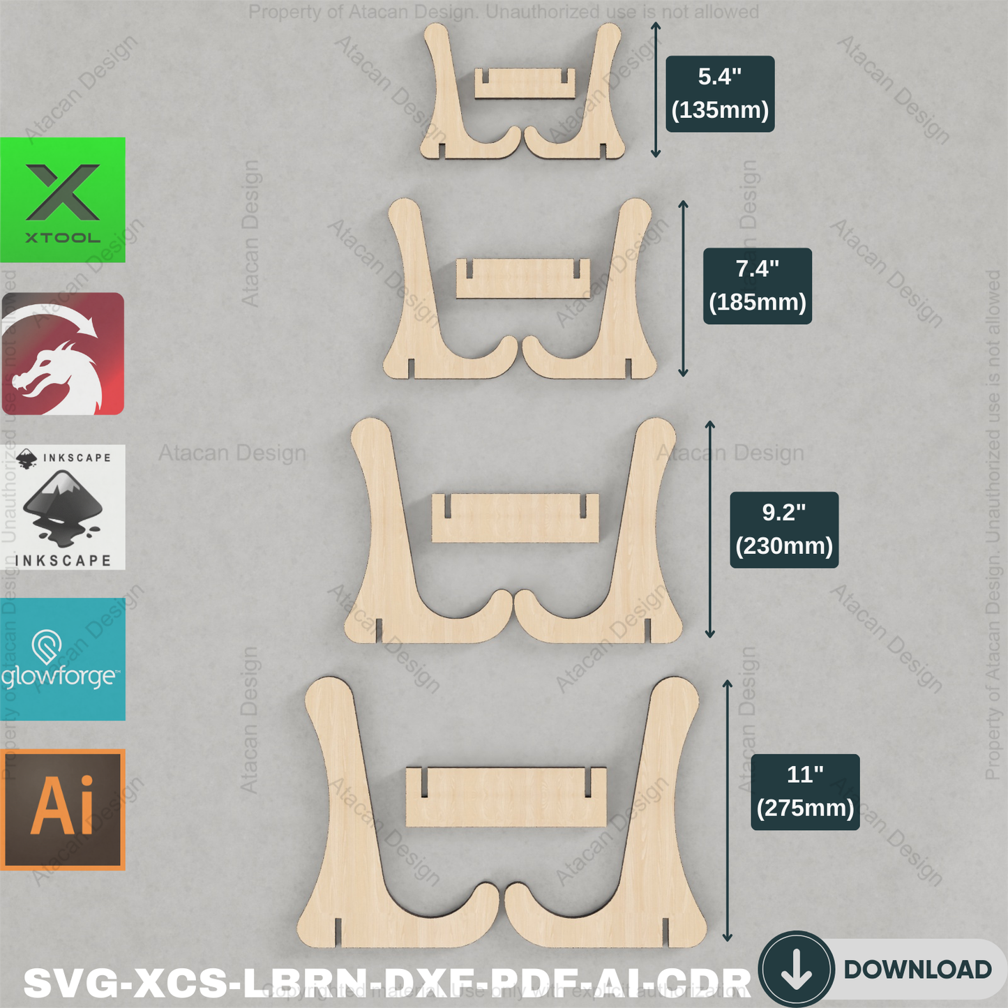 Easel display svg DXF Plate stand Laser cut files / Easel Holder Svg files / Laser Cut Easels ADS079
