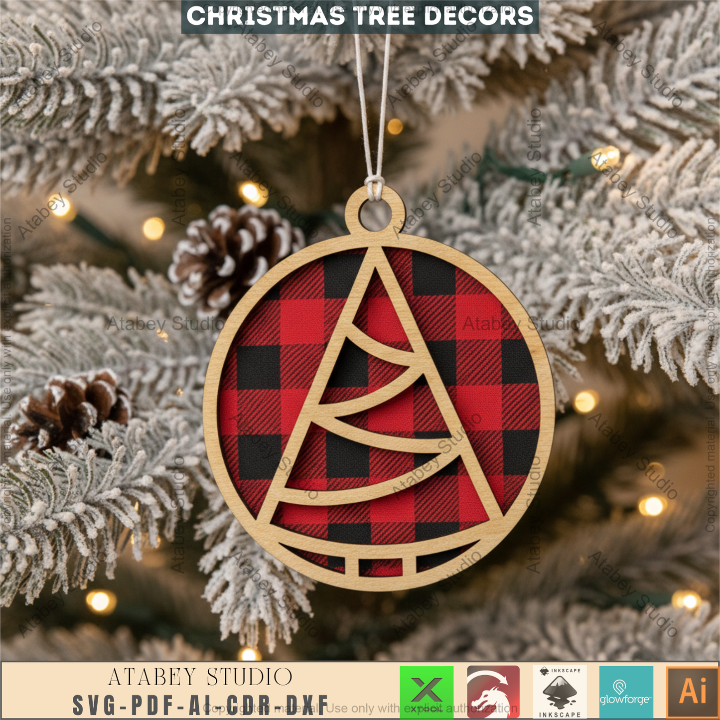 Festive Christmas Trees - Ornament Laser Bundle - Holiday Tree Decor & New Year Tree Templates for DIY Crafting 099