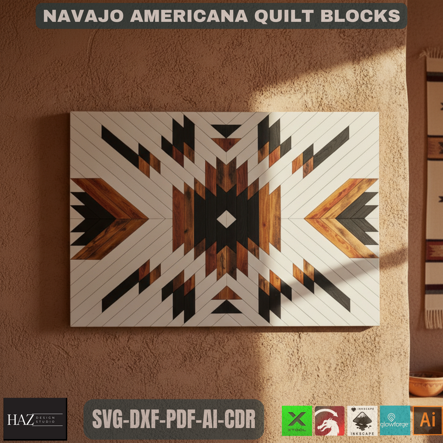 Barn Quilt Patterns / Quilt Blocks Template / Navajo Americana Patchwork SVG DXF Ai CDR 136
