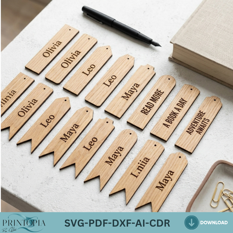 Wooden Bookmark Designs - Ready-to-Craft Templates -Custom Laser Cut Bookmarks 197