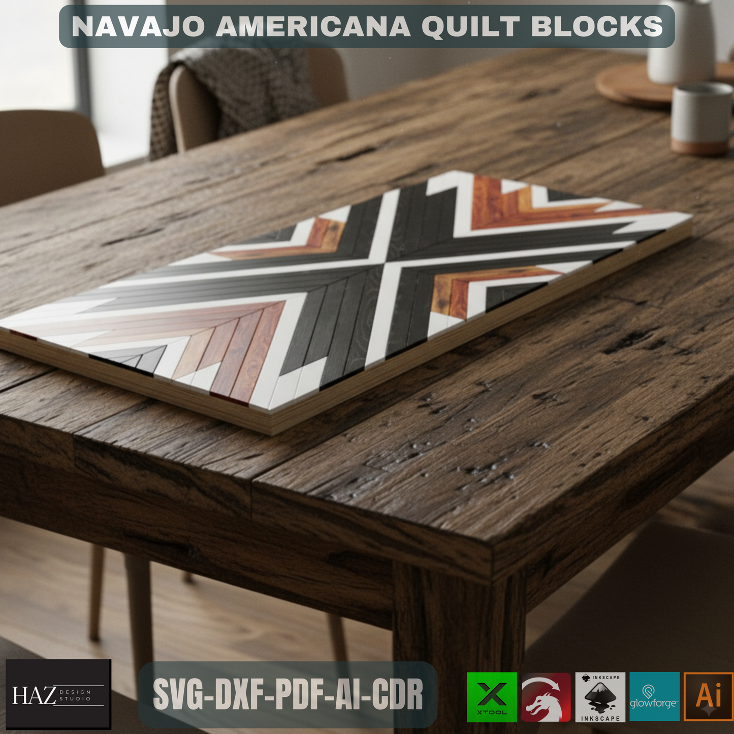 Barn Quilt Patterns / Quilt Blocks Template / Navajo Americana Patchwork SVG DXF Ai CDR 137