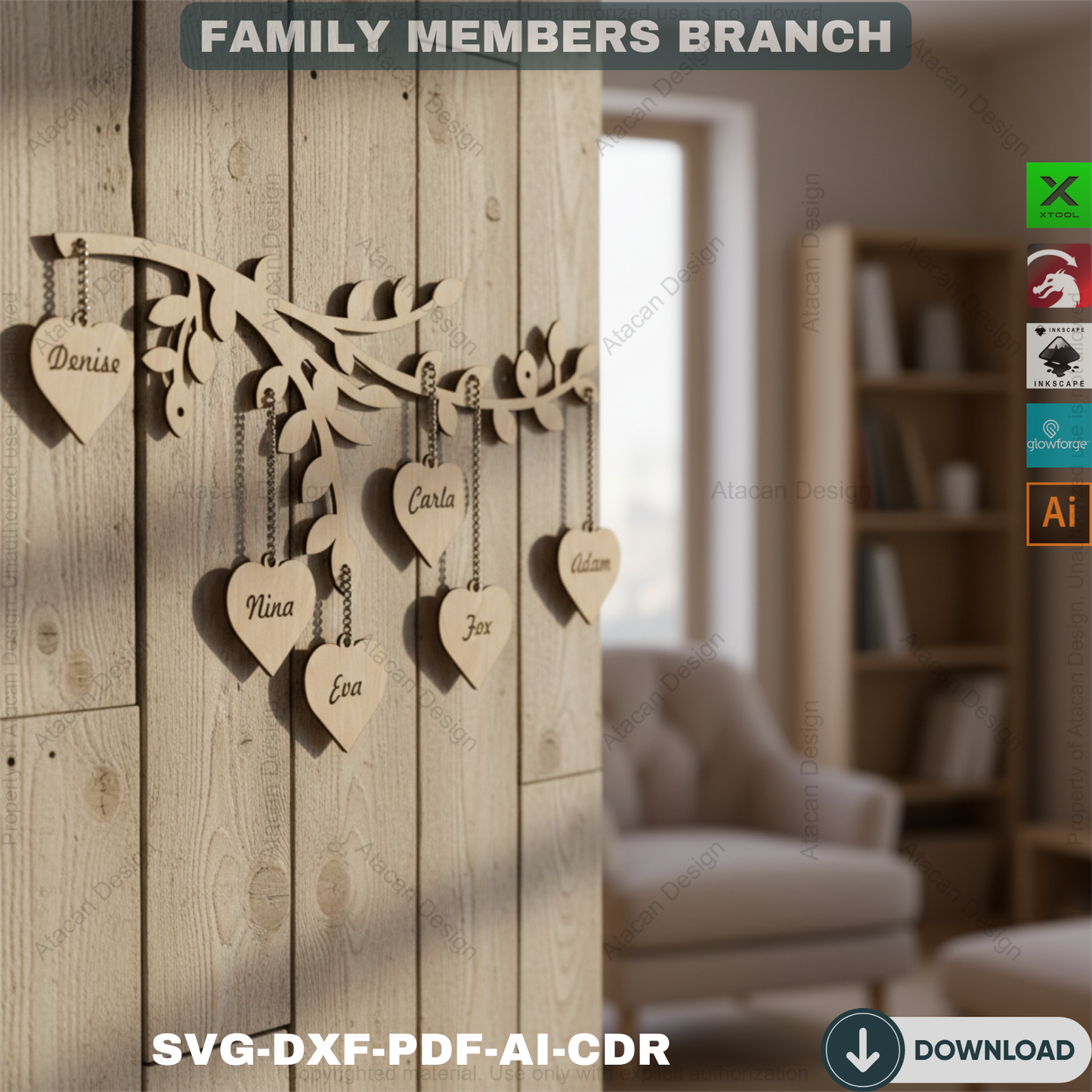 Members of Our Family Board / Leaves Birthday Calendar / Family Tree Wall Hanging 564