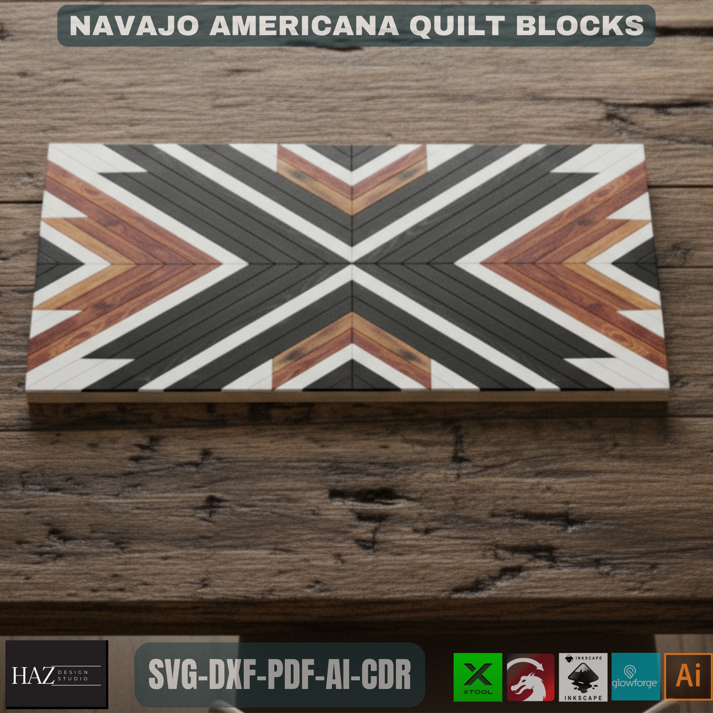 Barn Quilt Patterns / Quilt Blocks Template / Navajo Americana Patchwork SVG DXF Ai CDR 137