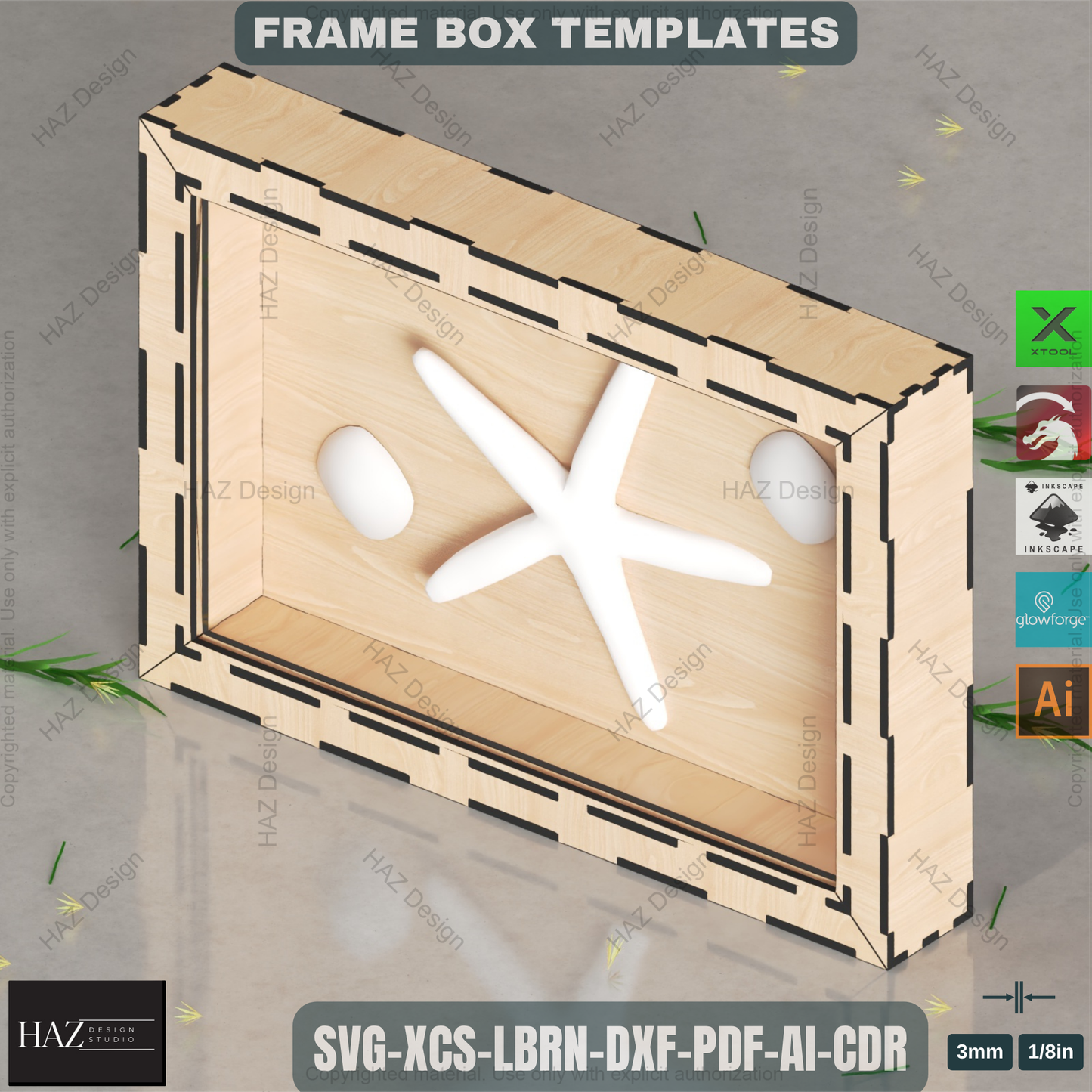 Customizable Laser Cut Shadow Box Templates Set - 6 Sizes for Memory Displays, Flower Preservation & Keepsake Frames 458