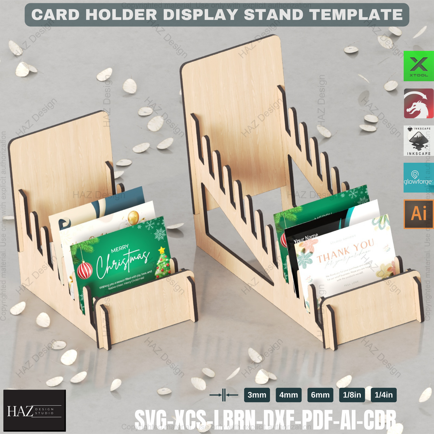Laser Cut Card Holder: Perfect for Greeting Cards, 2 Sizes,Laser Cut File, Retail Display Stand 428