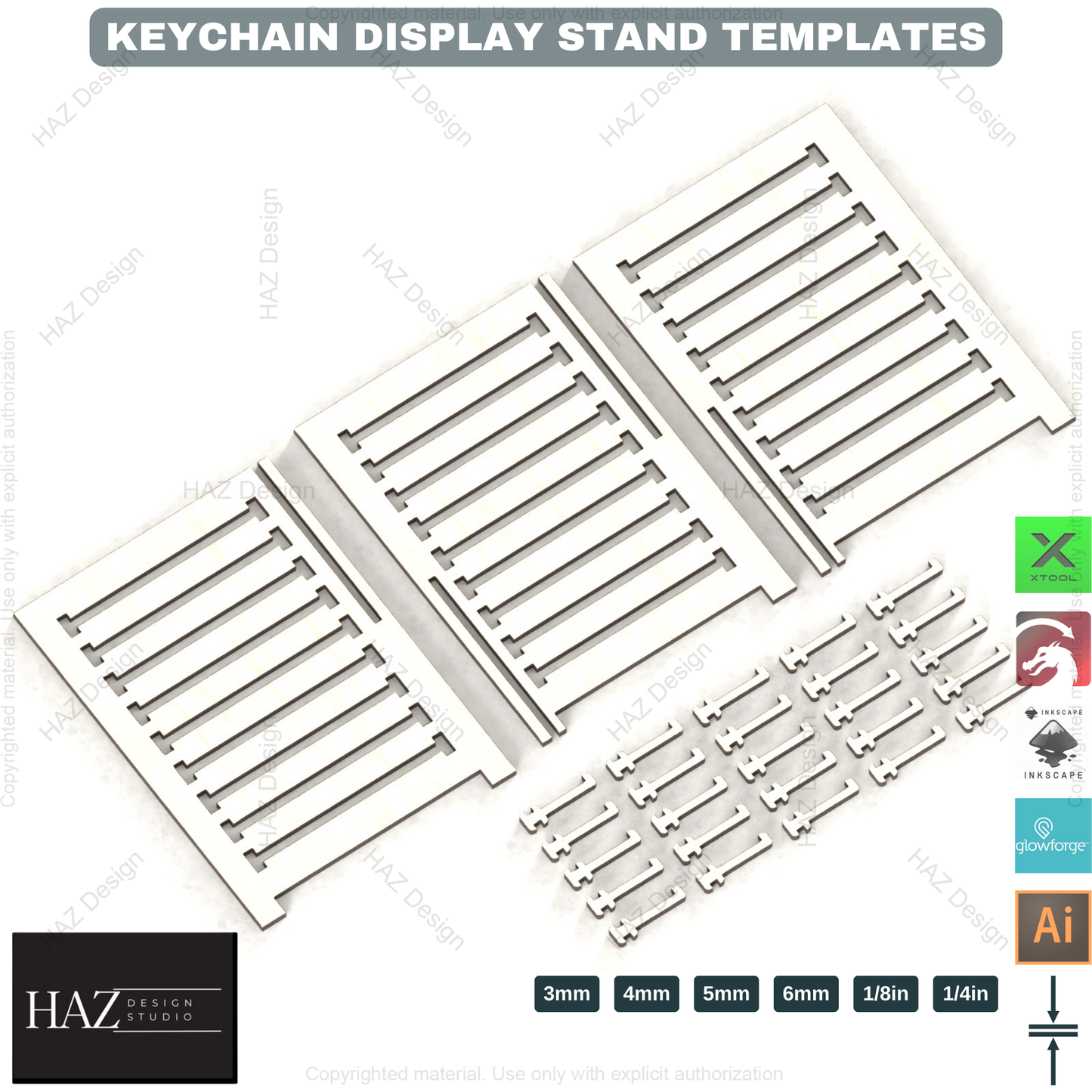 Laser Cut Keychain Stand - Modular Display - 2 Sizes,Adjustable Keychain Display - Laser Cut Vendor Rack SVG 421