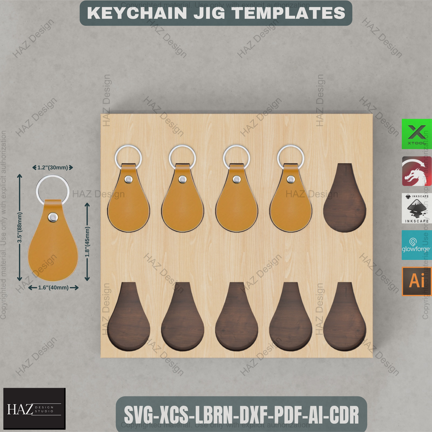 Laser Engraving Keychain Jig Template Bundle | Wooden Alignment Guides for Consistent Results haz457