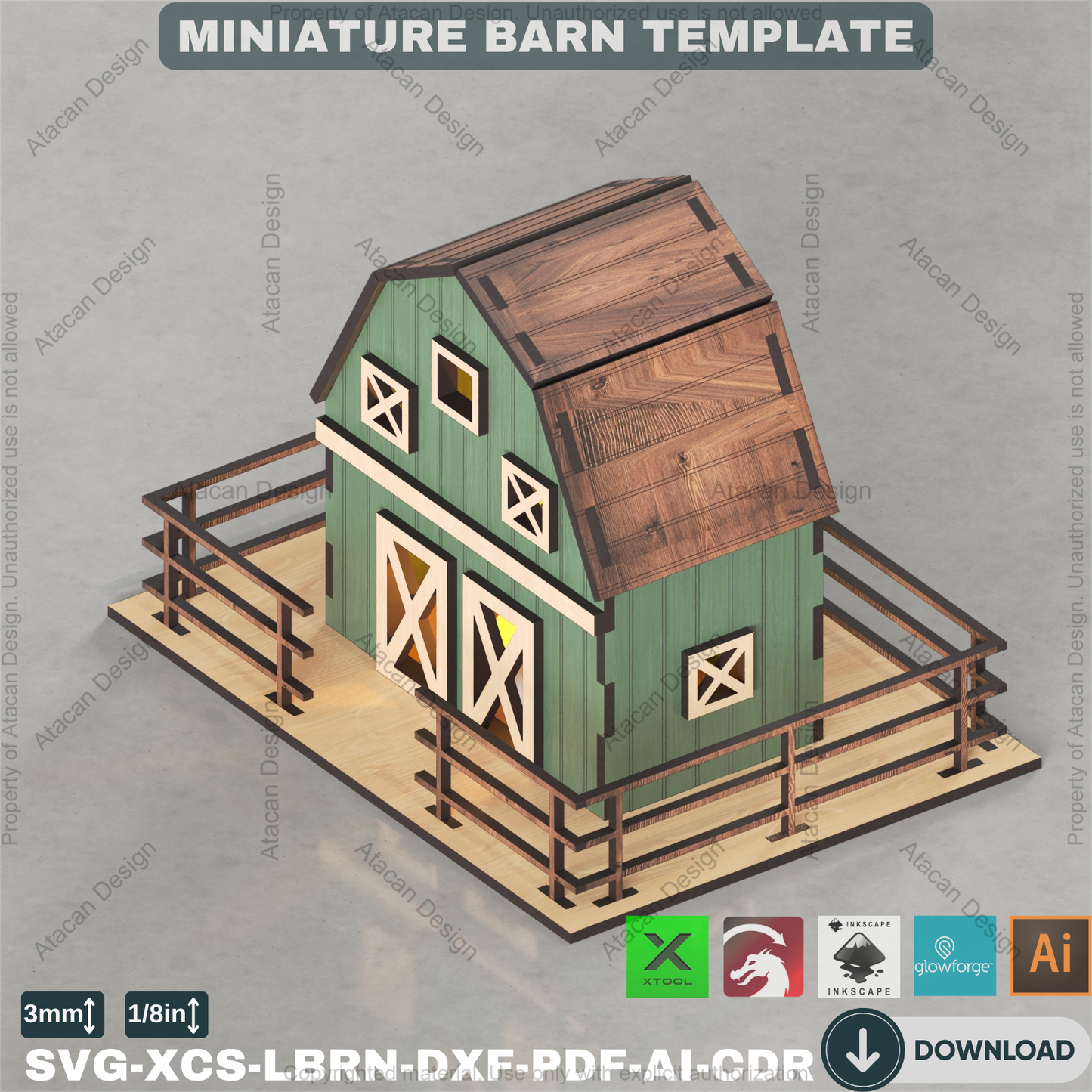 Laser Cut Farm Barn Template | Build Your Mini Village Scene | Model Building Plan 882