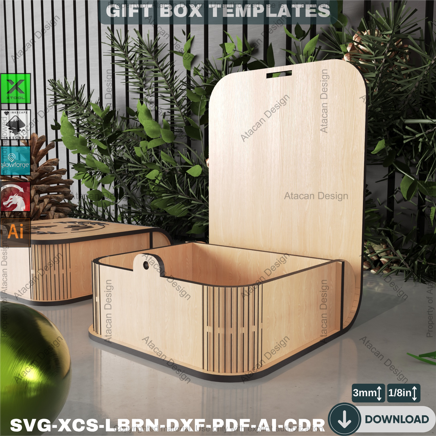 Laser Cut Trinket Box SVG, Charming Curved Lid Keepsake File for Glowforge, Engravable Wooden Ring Box Plan for xTool and Lightburn