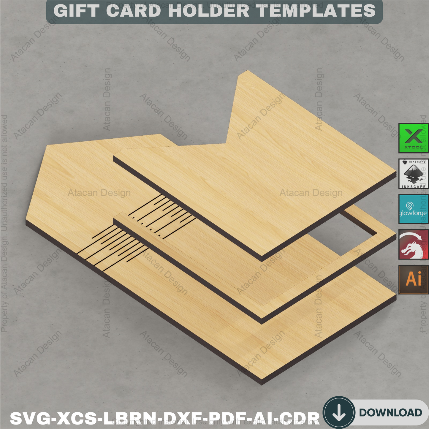 Wooden Gift Card Envelope Templates for Laser Cut DIY Projects Personalized Holidays and Special Occasions