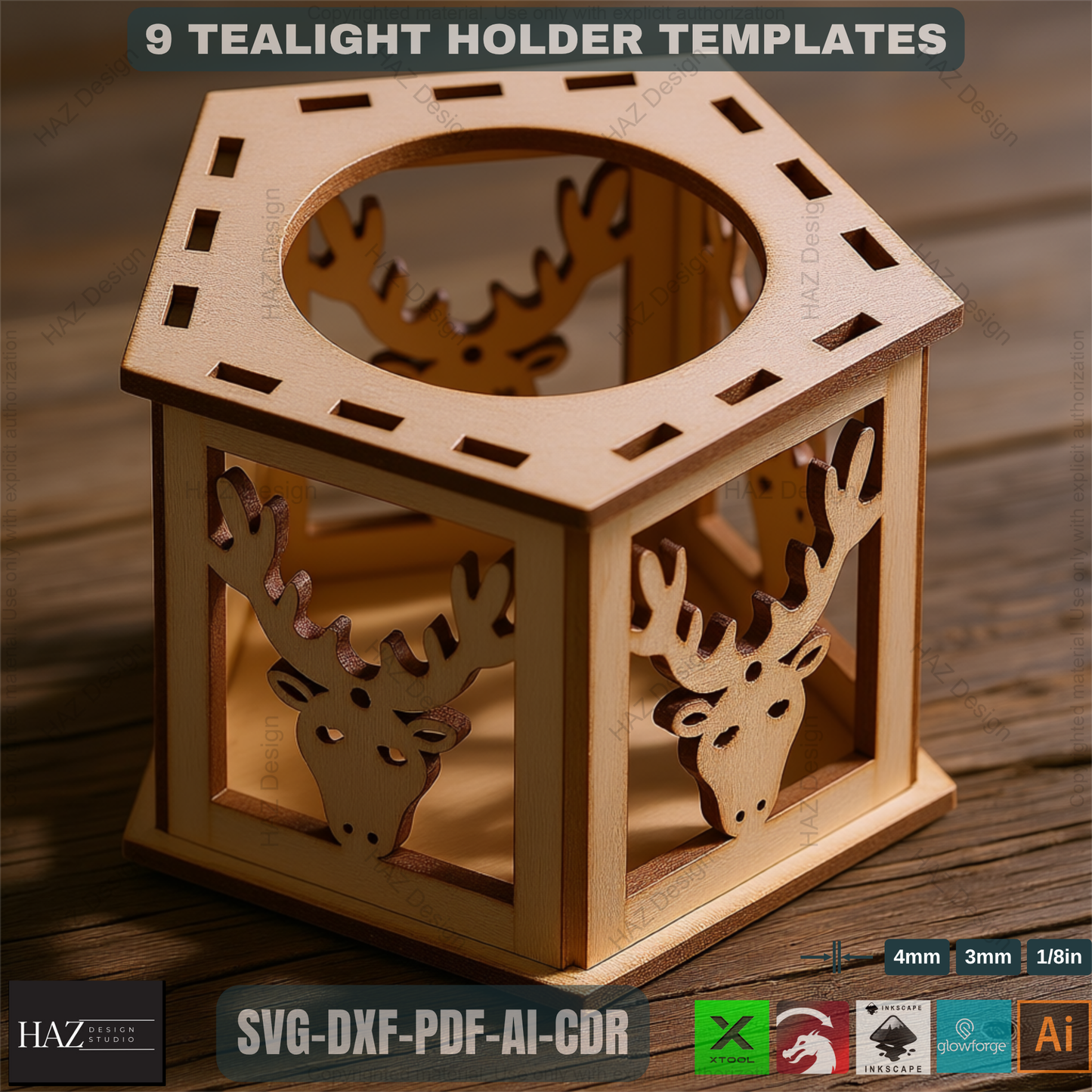 DIY Laser Cut Tealight Holders SVG Files | Christmas Candle Box Template | Wood Lanterns | Festive Home Decor Gifts for Xtool Glowforge 481