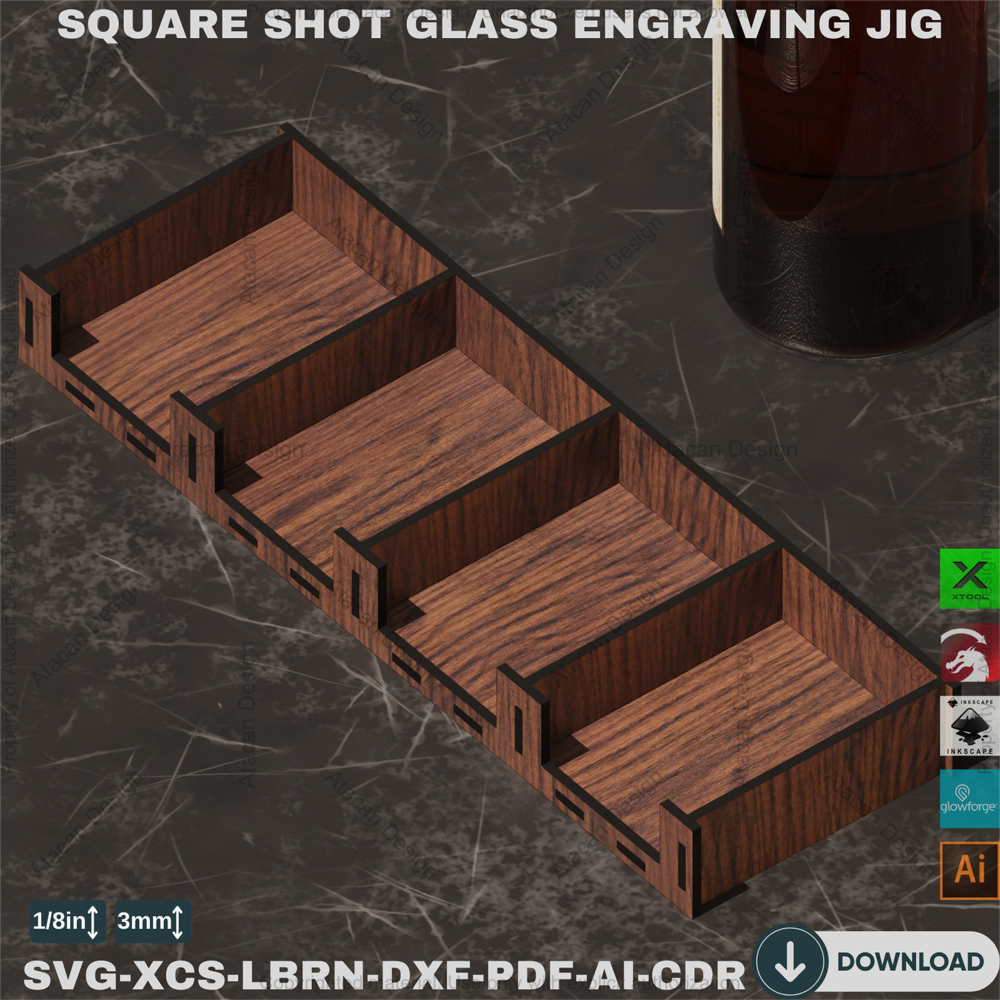 Square Shot Glass Engraving Jig | Laser Alignment Jig | Easy Positioning | Perfect for Custom Gifts 858