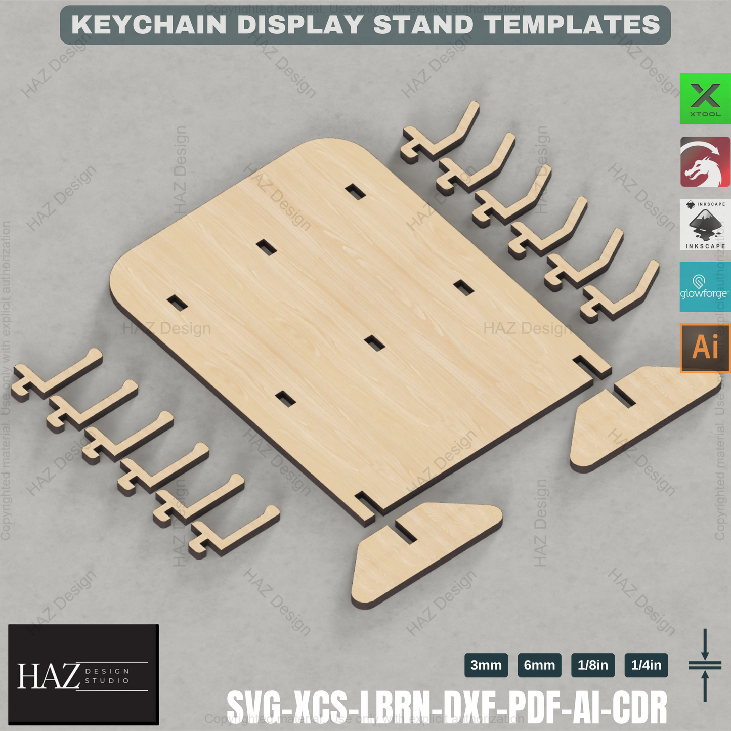 Keychain Display Stand Template - Laser Cut Files - Craft Show Ready 413