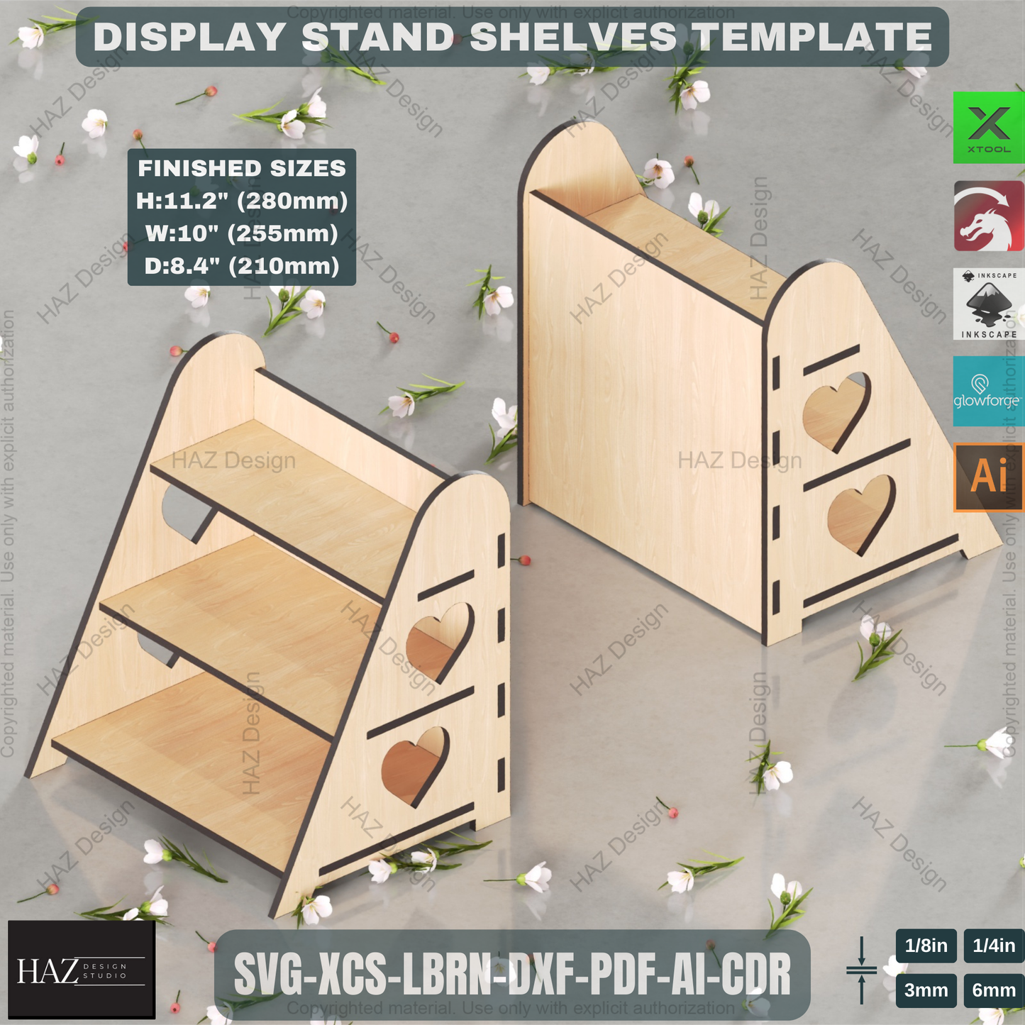 Multi-Tier Retail Display Stand Design - Laser Cut Files for 3 & 4 Shelf Organizer,Laser Cut Tiered Display Stand Files 282