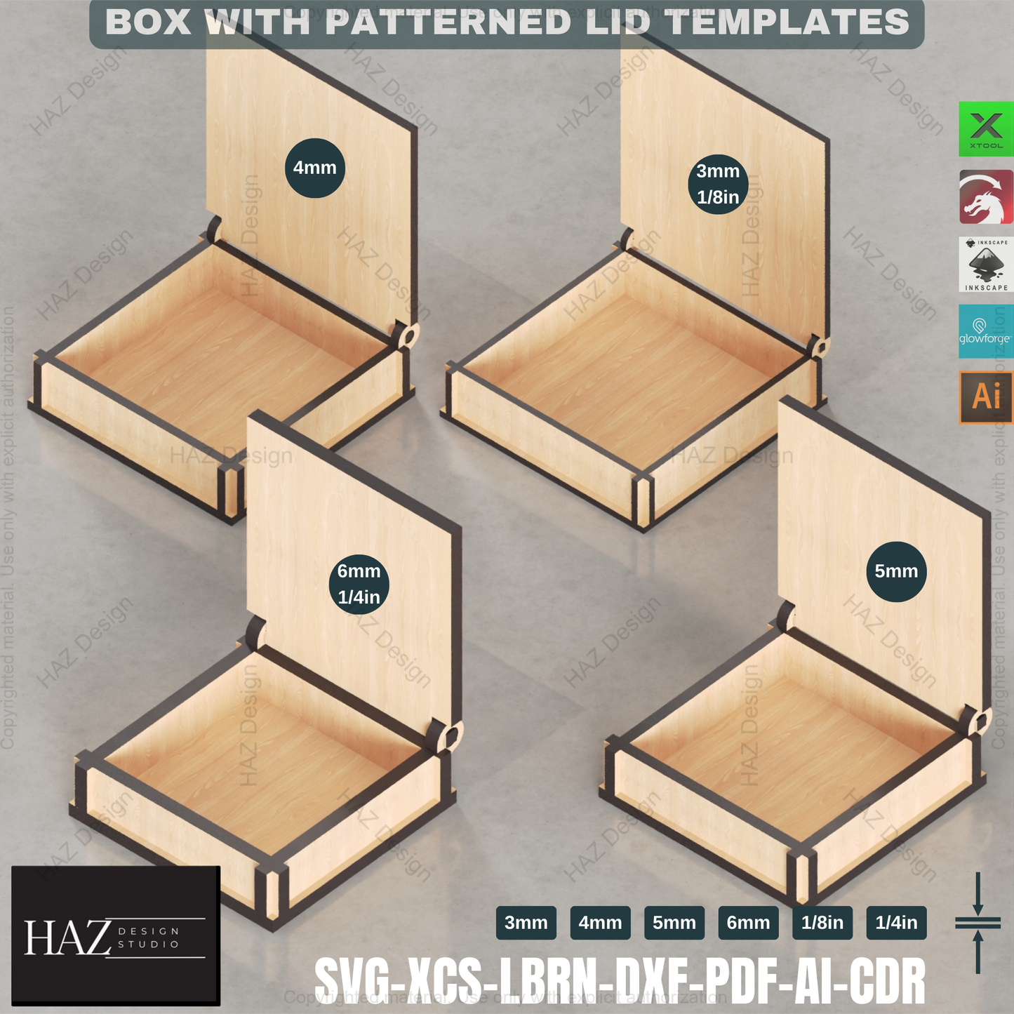 Laser Cut Gift Box: 20 Unique Lid Patterns, Jewelry Box 412