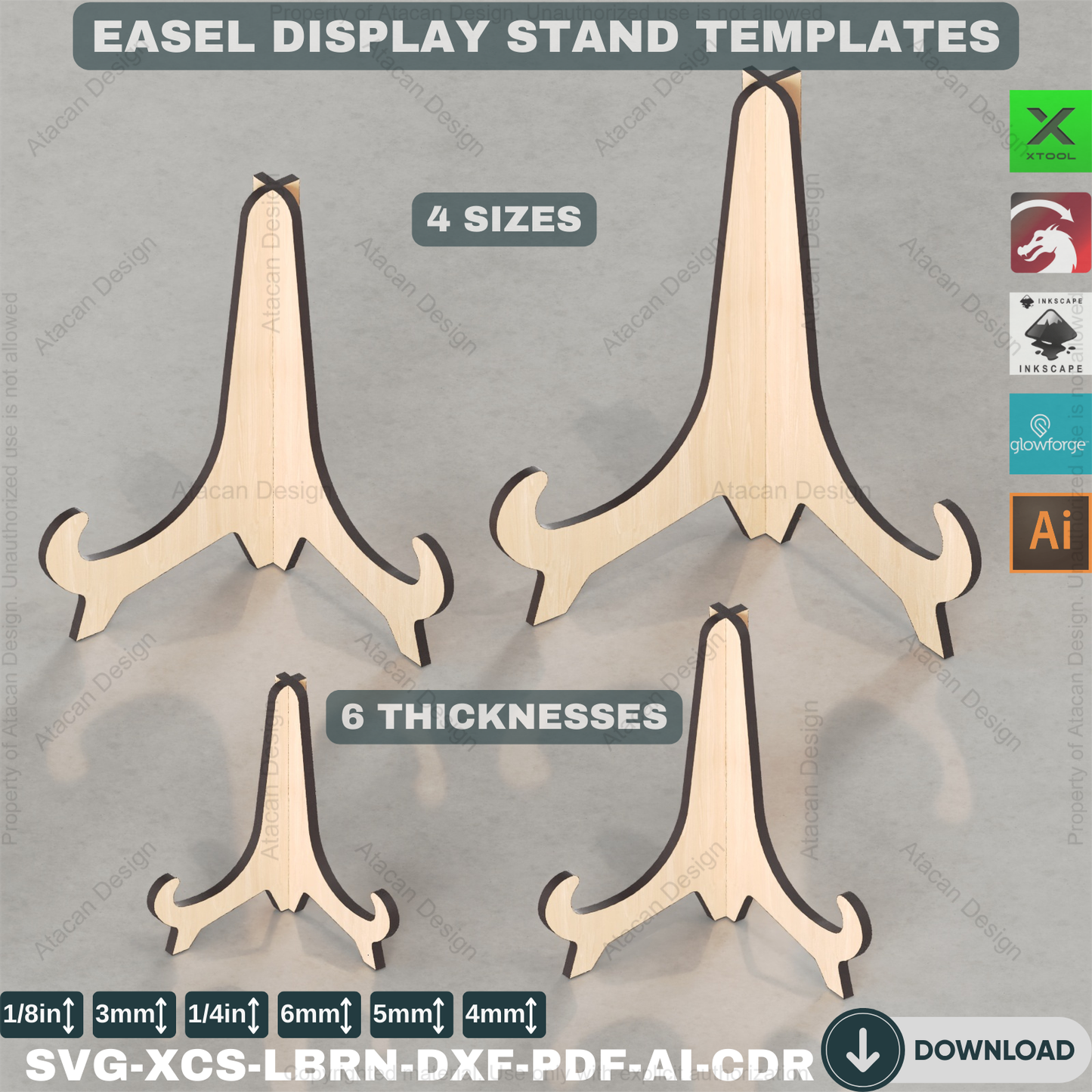 Laser cut Easels Plate Holders, Frame Holder, Photo Frame Display, Glowforge laser cut svg file 436