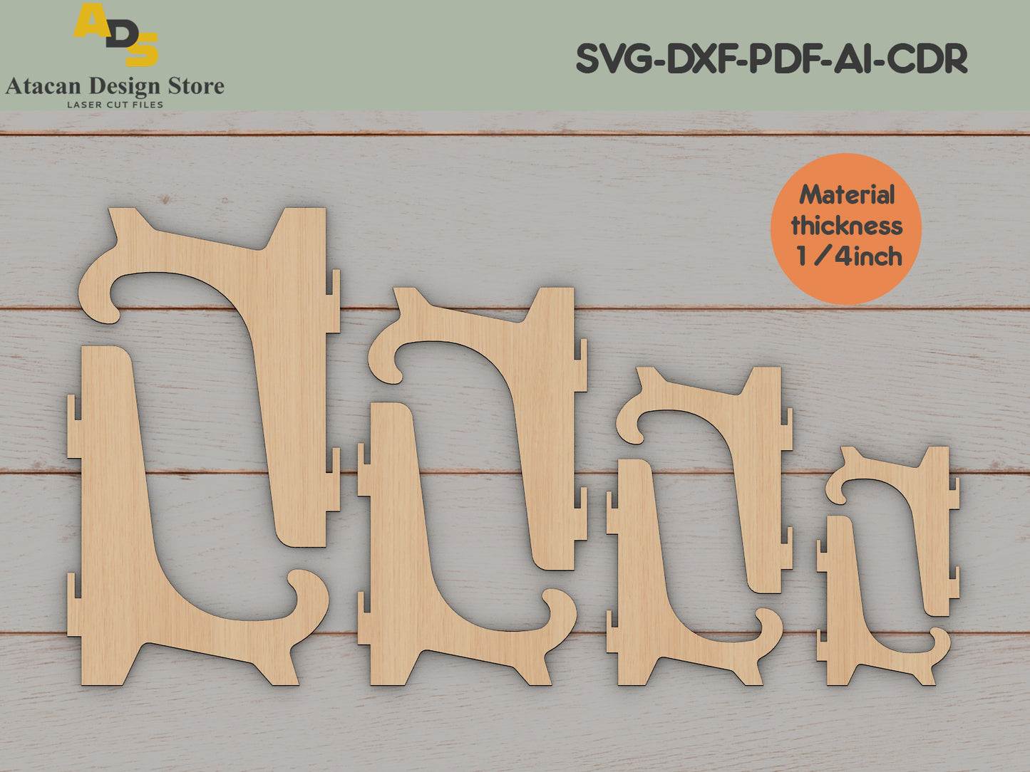 Sleek & Sturdy Easel Display Stands - Laser Cut Files for Multiple Sizes and Materials 408