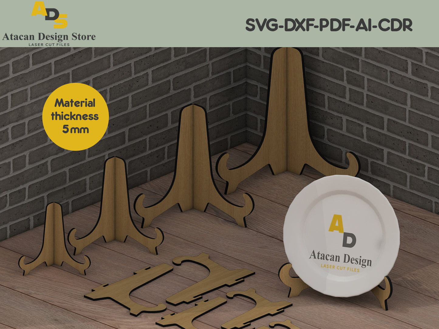 Sleek & Sturdy Easel Display Stands - Laser Cut Files for Multiple Sizes and Materials 408