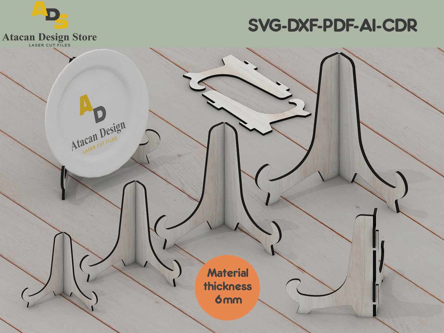 Sleek & Sturdy Easel Display Stands - Laser Cut Files for Multiple Sizes and Materials 408