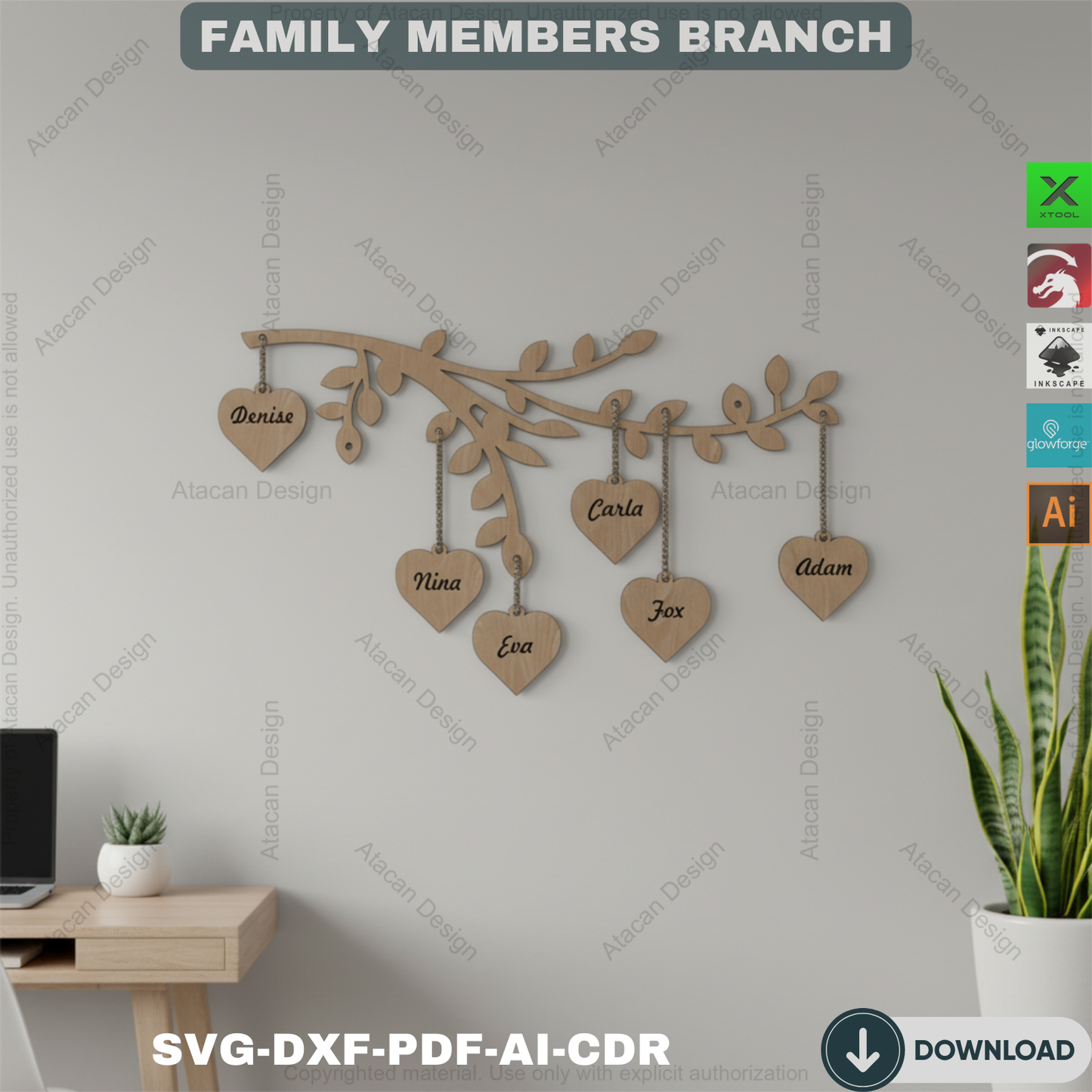 Members of Our Family Board / Leaves Birthday Calendar / Family Tree Wall Hanging 564