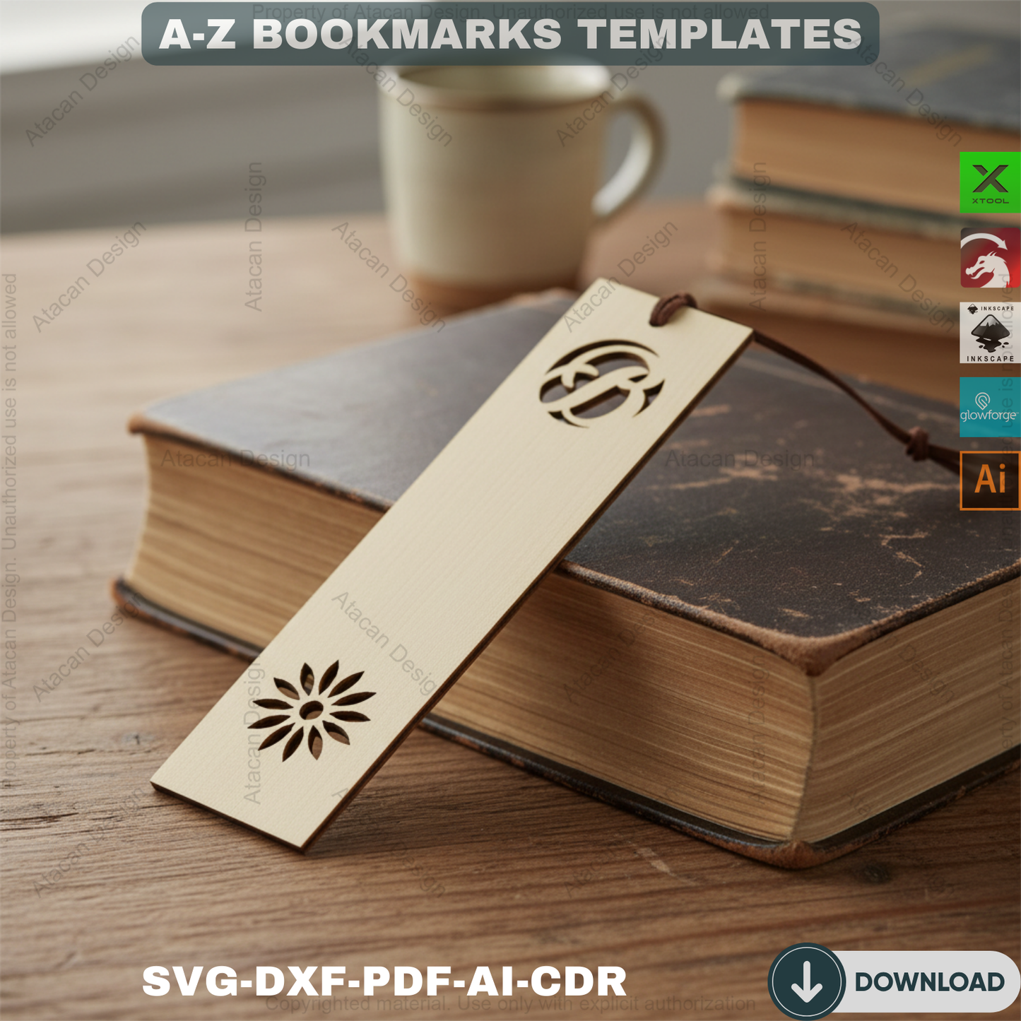 Alphabet Bookmark Template Bundle / Bookmark Label Tags / Bookmarks Cuttable Files DIY SVG DXF 565