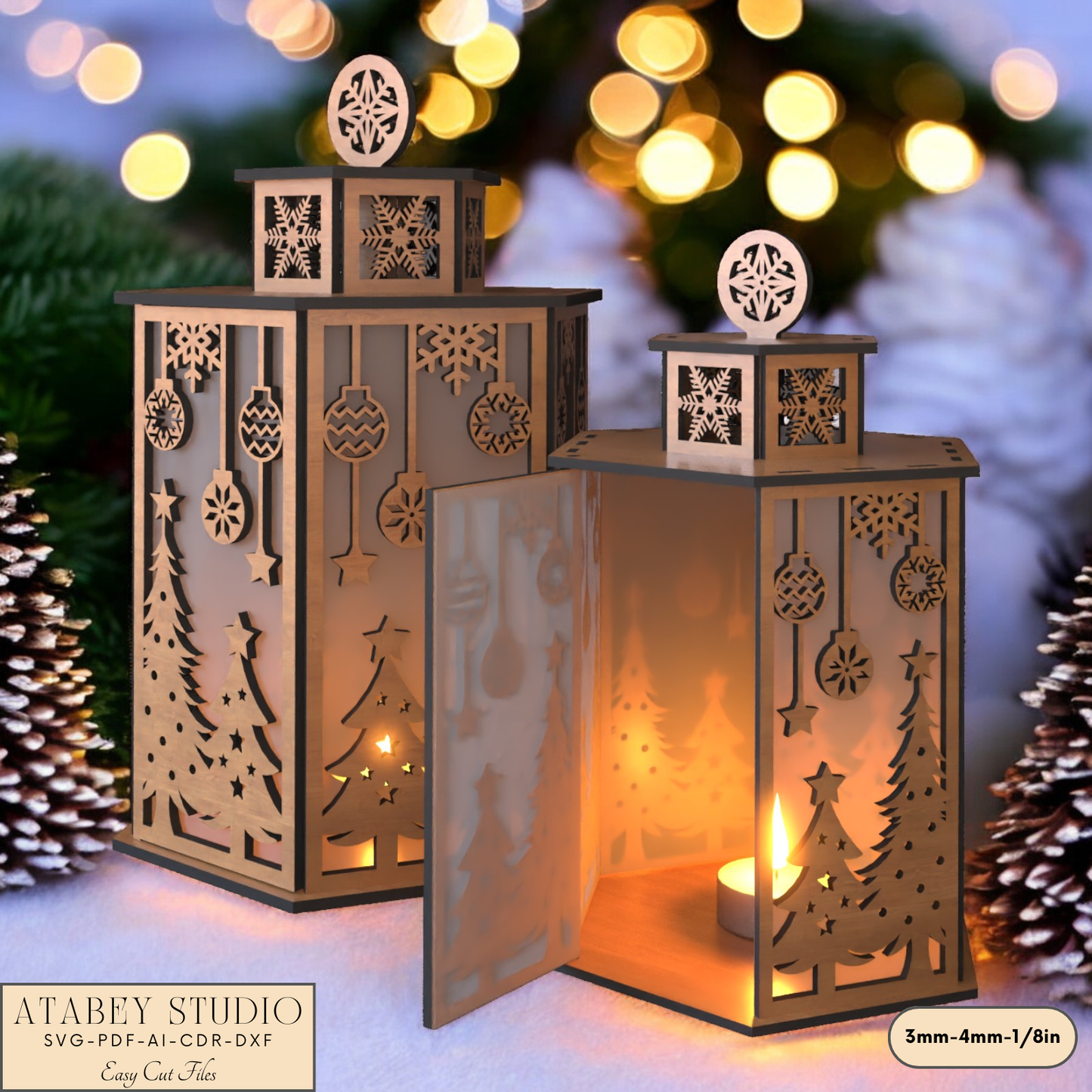 Laser Cut Candle Holder for Christmas Table and Night Light Decor 920