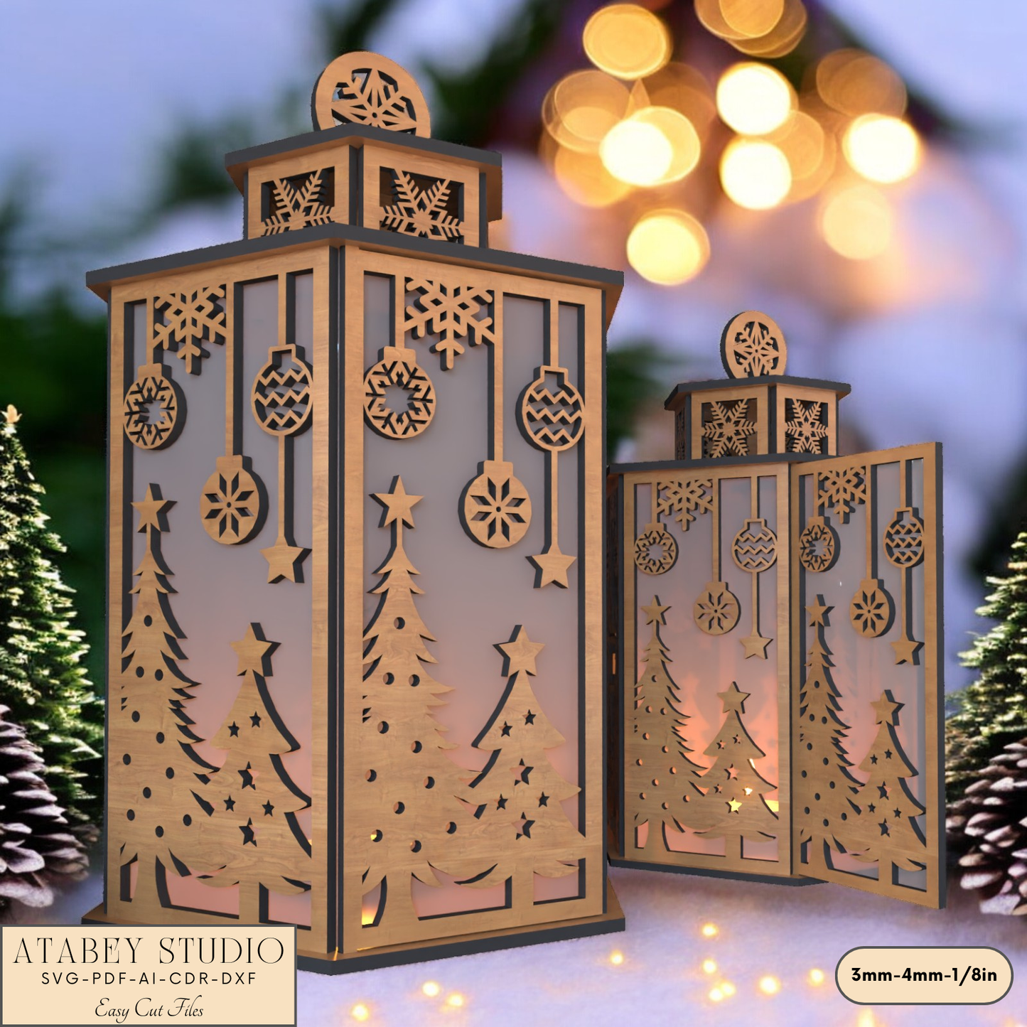 Laser Cut Candle Holder for Christmas Table and Night Light Decor 920