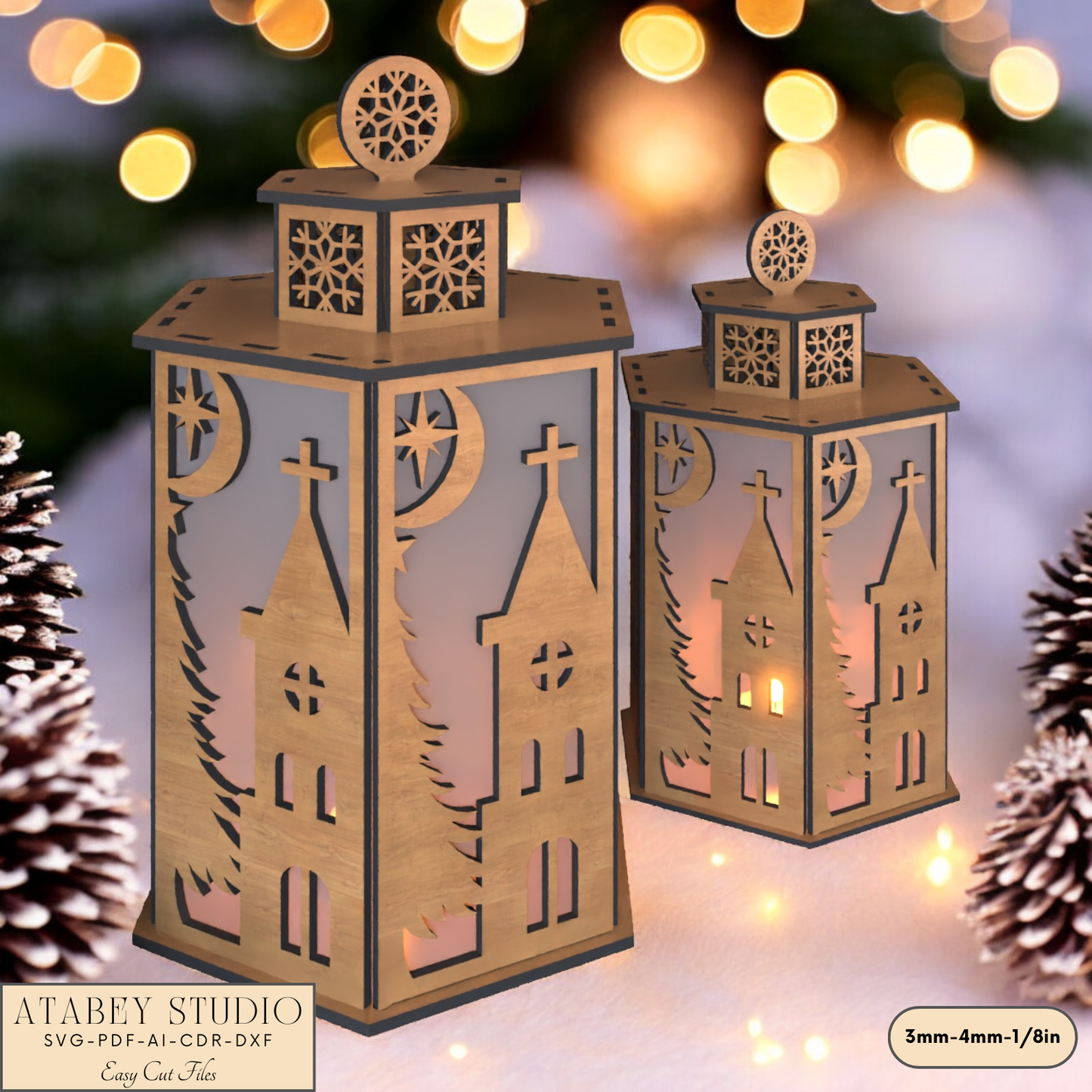 Laser Cut Candle Holder for Christmas Table and Night Light Decor 920